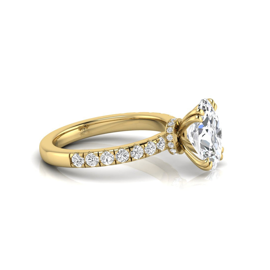 OctaPearl 2 ct Oval Cut Prong Set Lab Grown Diamond Hidden Halo Engagement Ring