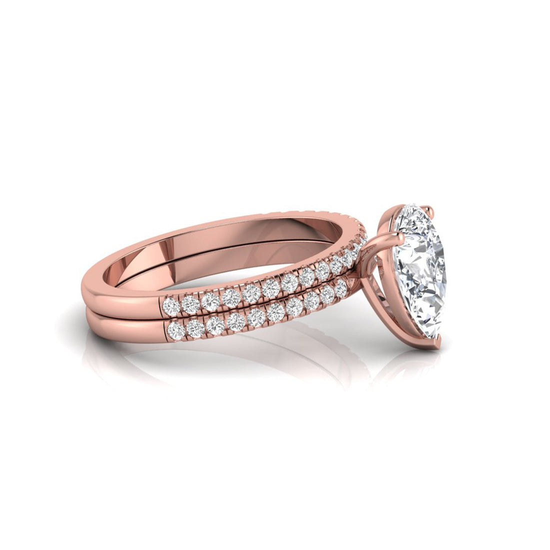 OctaPearl 2 ct Pear Cut Lab Grown Diamond Bridal Ring Set with Eternity Band