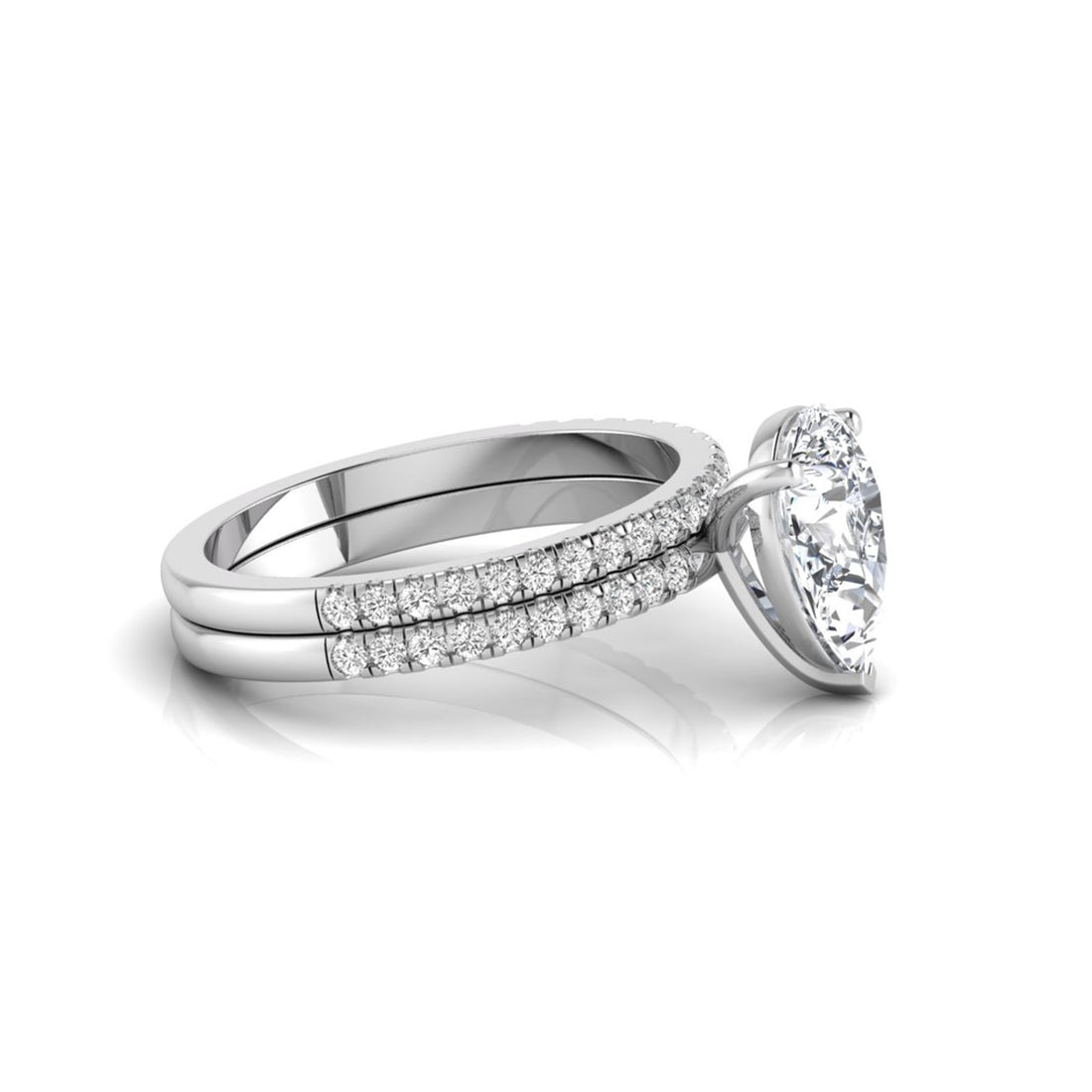 OctaPearl 2 ct Pear Cut Lab Grown Diamond Bridal Ring Set with Eternity Band