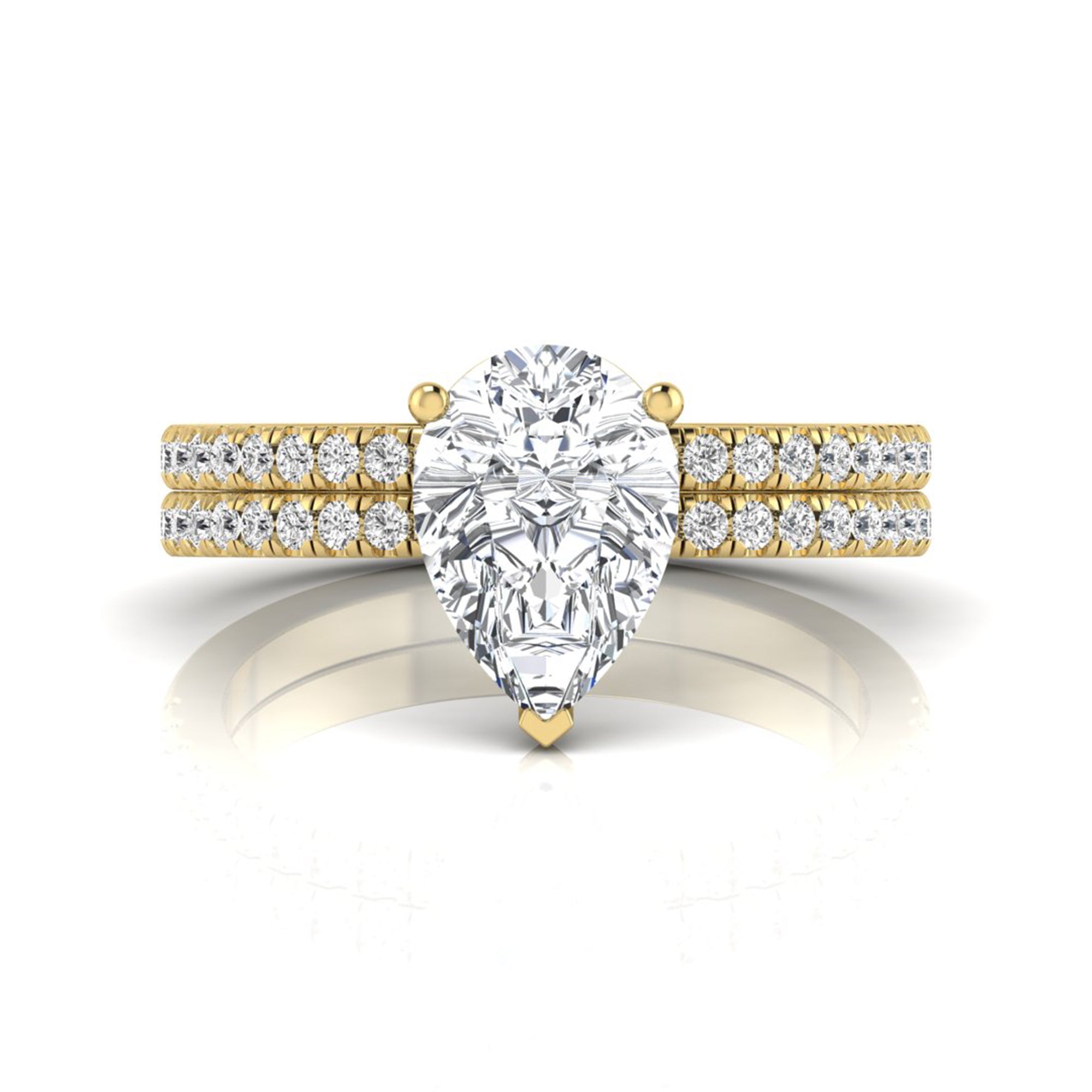 OctaPearl 2 ct Pear Cut Lab Grown Diamond Bridal Ring Set with Eternity Band