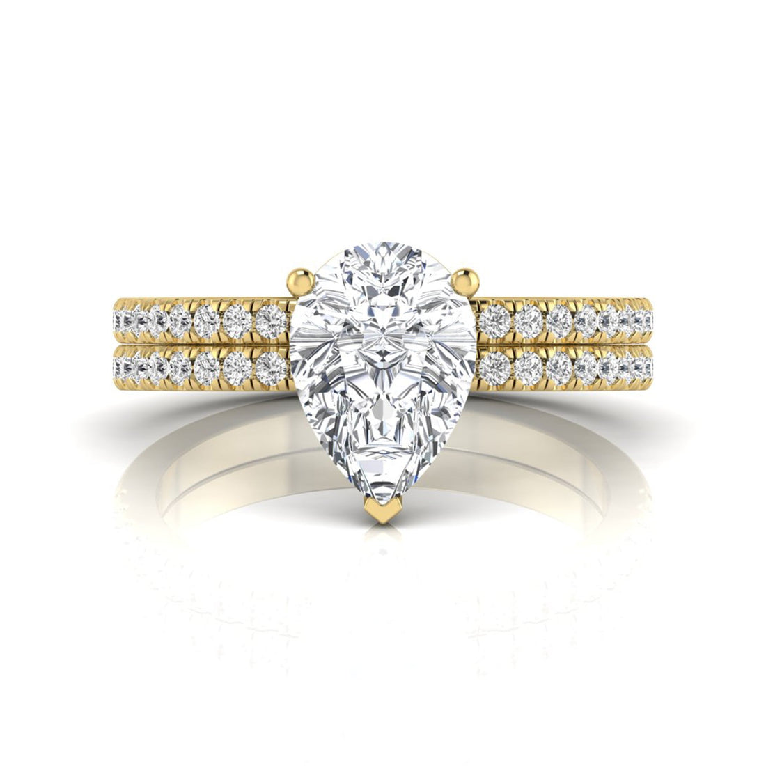 OctaPearl 2 ct Pear Cut Lab Grown Diamond Bridal Ring Set with Eternity Band