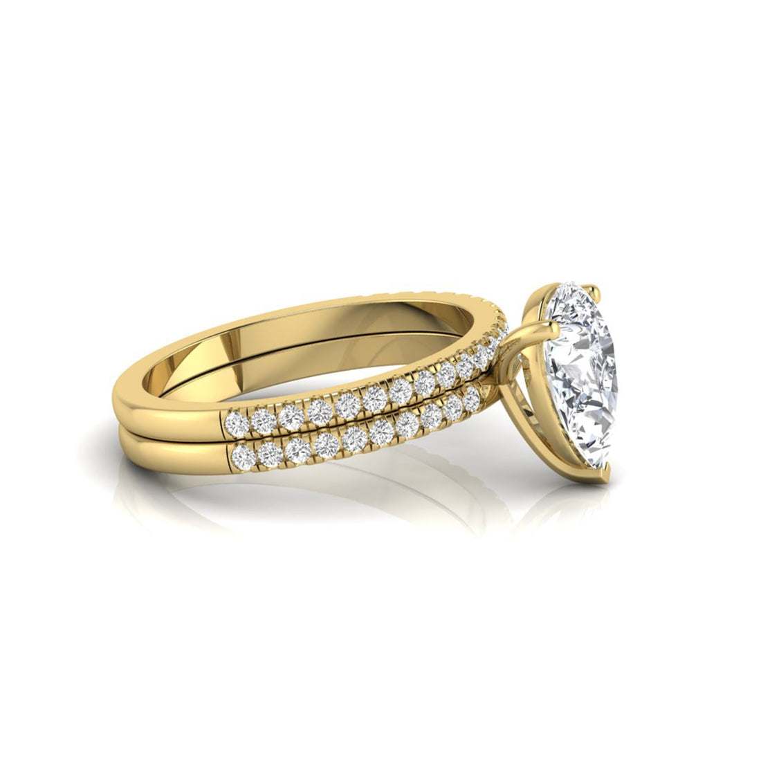 OctaPearl 2 ct Pear Cut Lab Grown Diamond Bridal Ring Set with Eternity Band