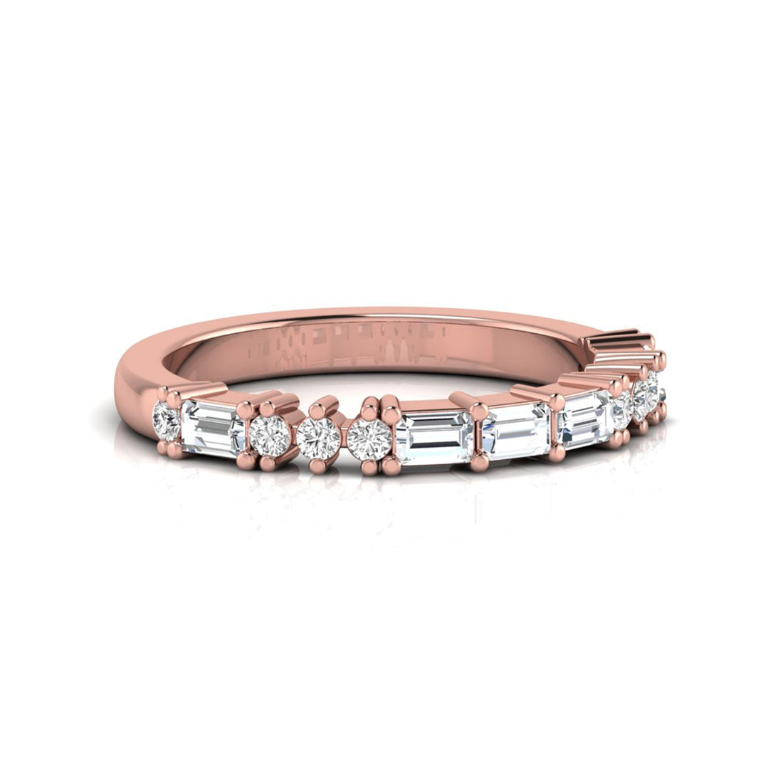 OctaPearl Baguette & Round Lab Grown Diamond Minimalist Half Eternity Wedding Band