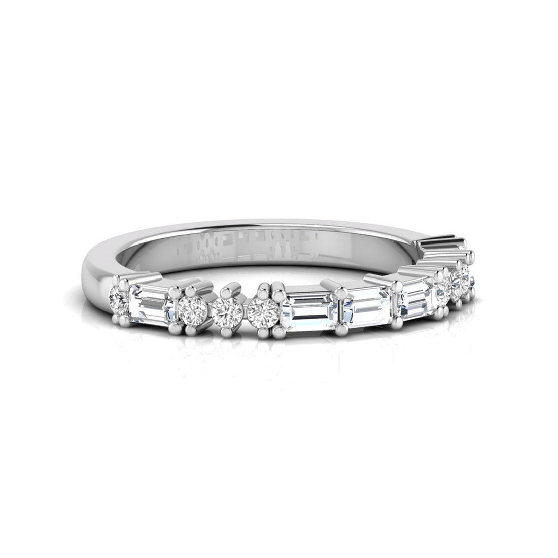 OctaPearl Baguette & Round Lab Grown Diamond Minimalist Half Eternity Wedding Band