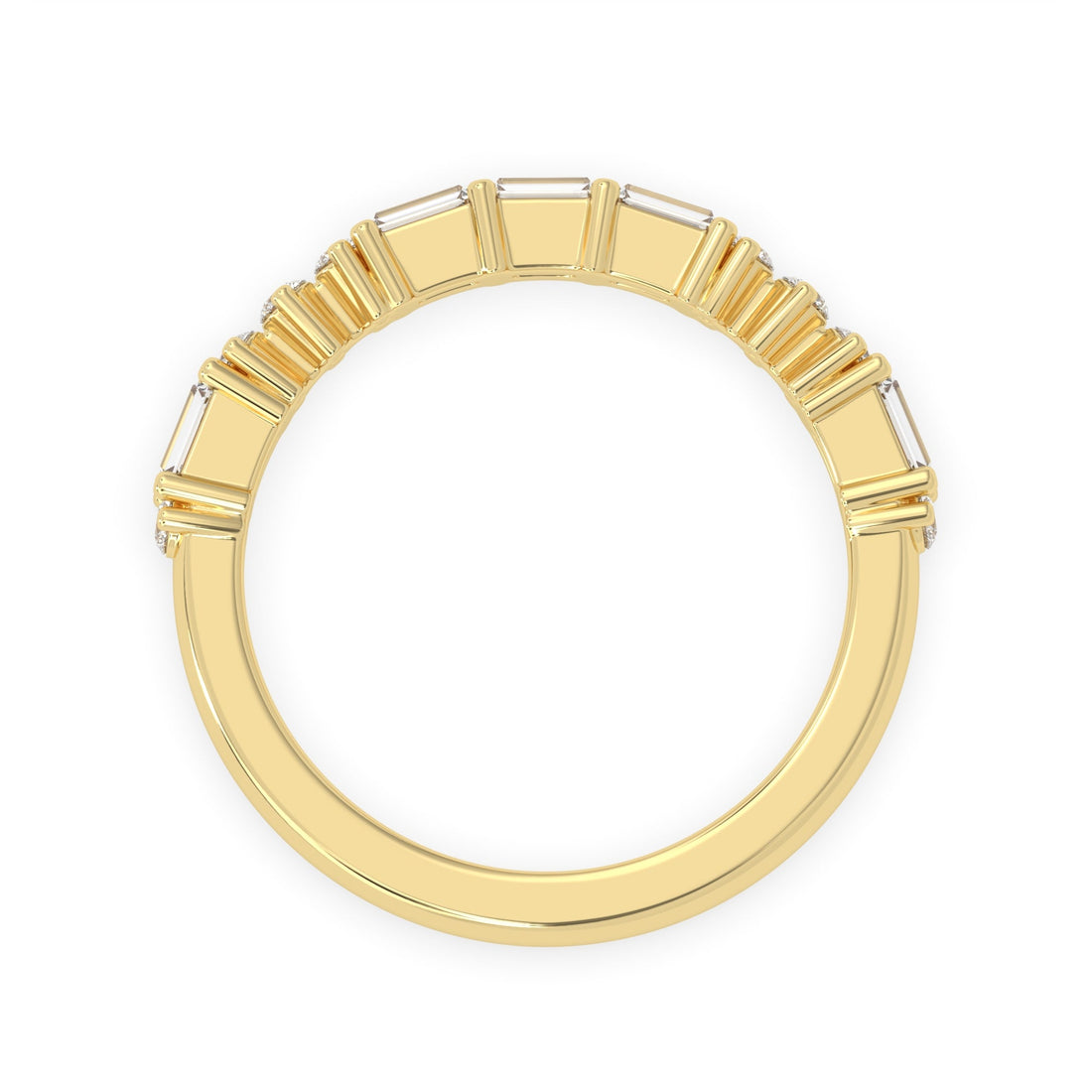 OctaPearl Baguette & Round Lab Grown Diamond Minimalist Half Eternity Wedding Band
