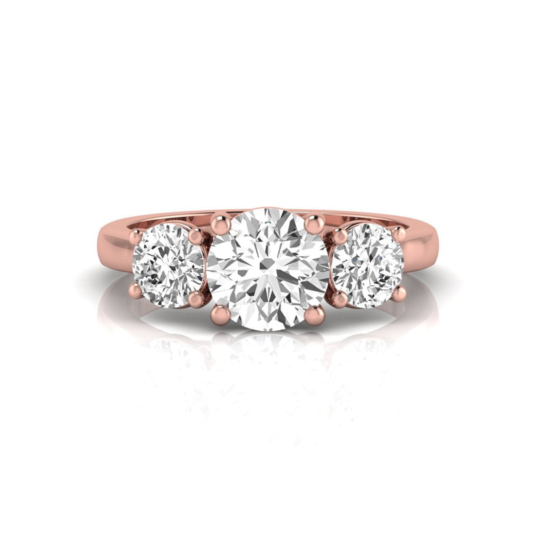 OctaPearl 2 ct Round Cut Lab Grown Diamond Three Stone Engagement Ring