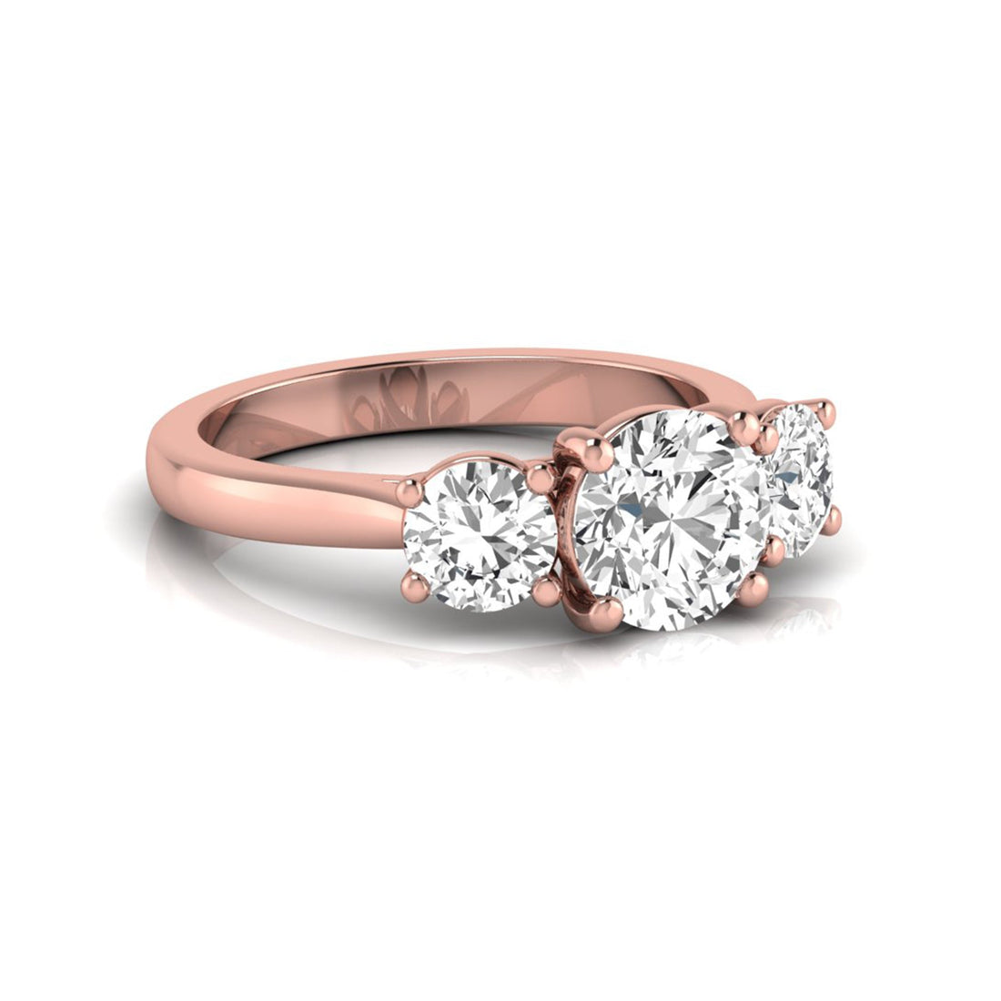 OctaPearl 2 ct Round Cut Lab Grown Diamond Three Stone Engagement Ring