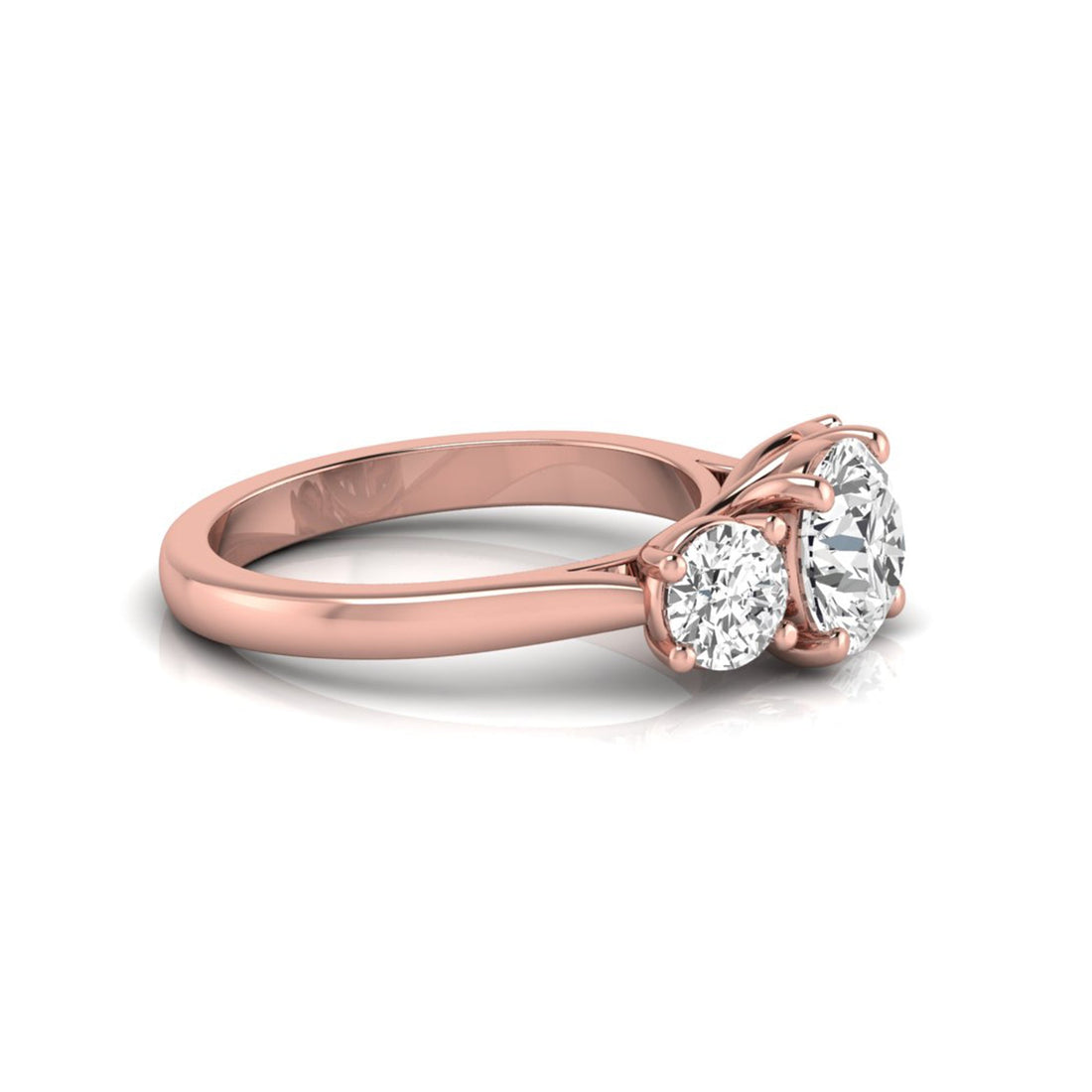 OctaPearl 2 ct Round Cut Lab Grown Diamond Three Stone Engagement Ring