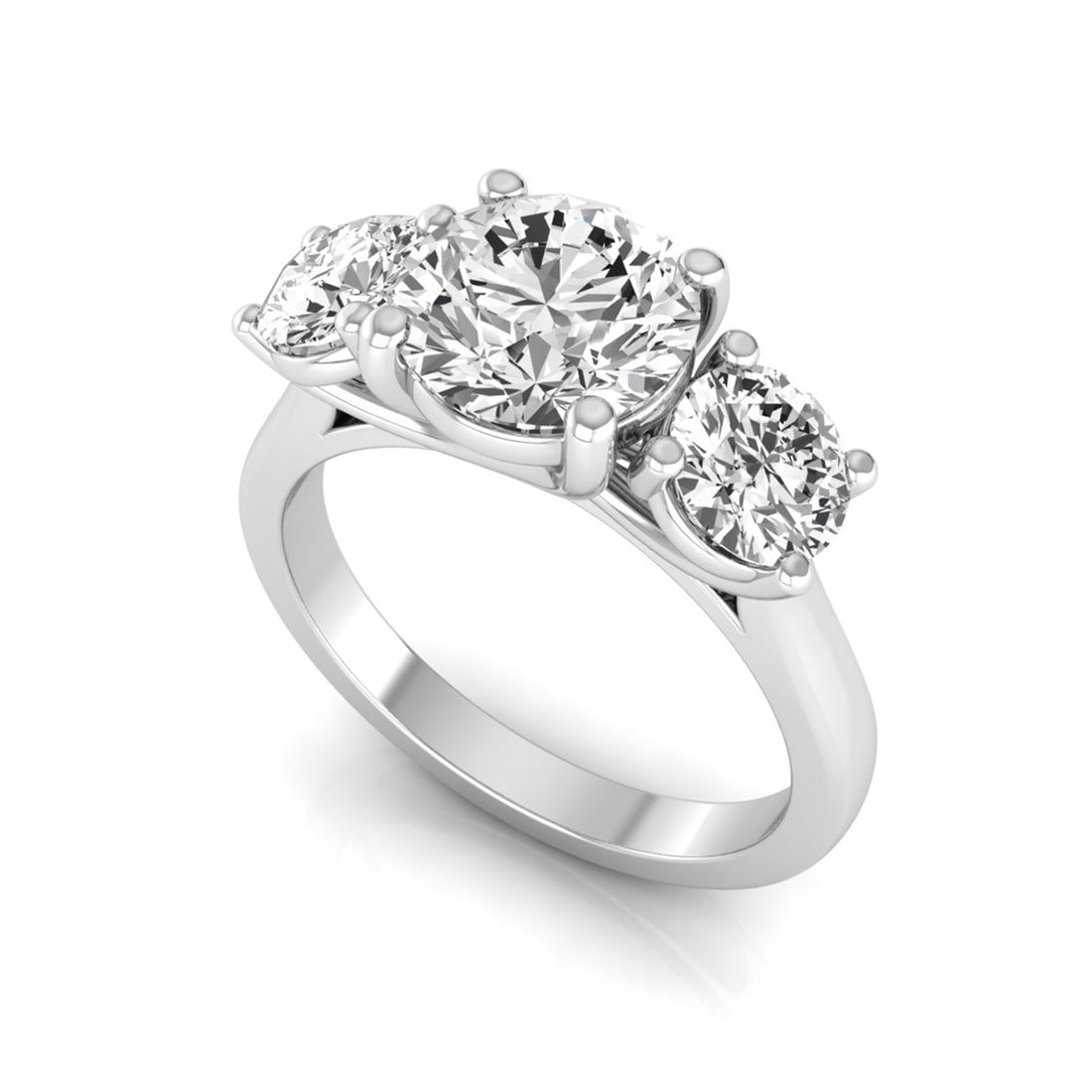 OctaPearl 2 ct Round Cut Lab Grown Diamond Three Stone Engagement Ring