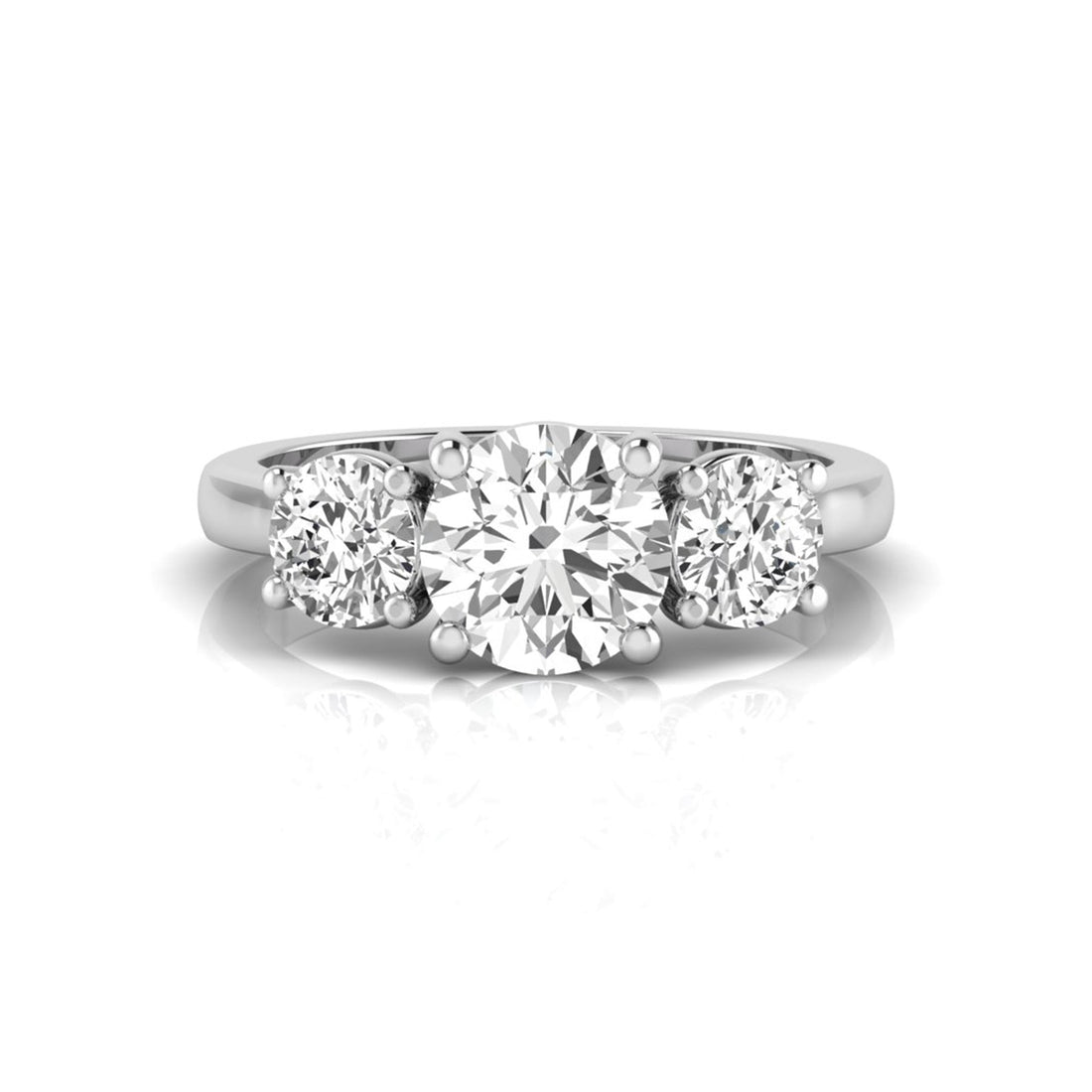 OctaPearl 2 ct Round Cut Lab Grown Diamond Three Stone Engagement Ring