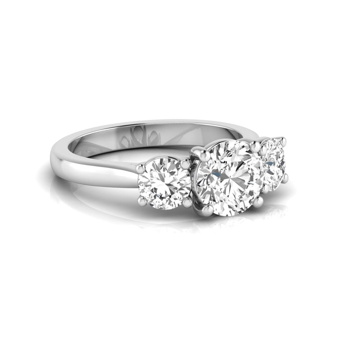 OctaPearl 2 ct Round Cut Lab Grown Diamond Three Stone Engagement Ring