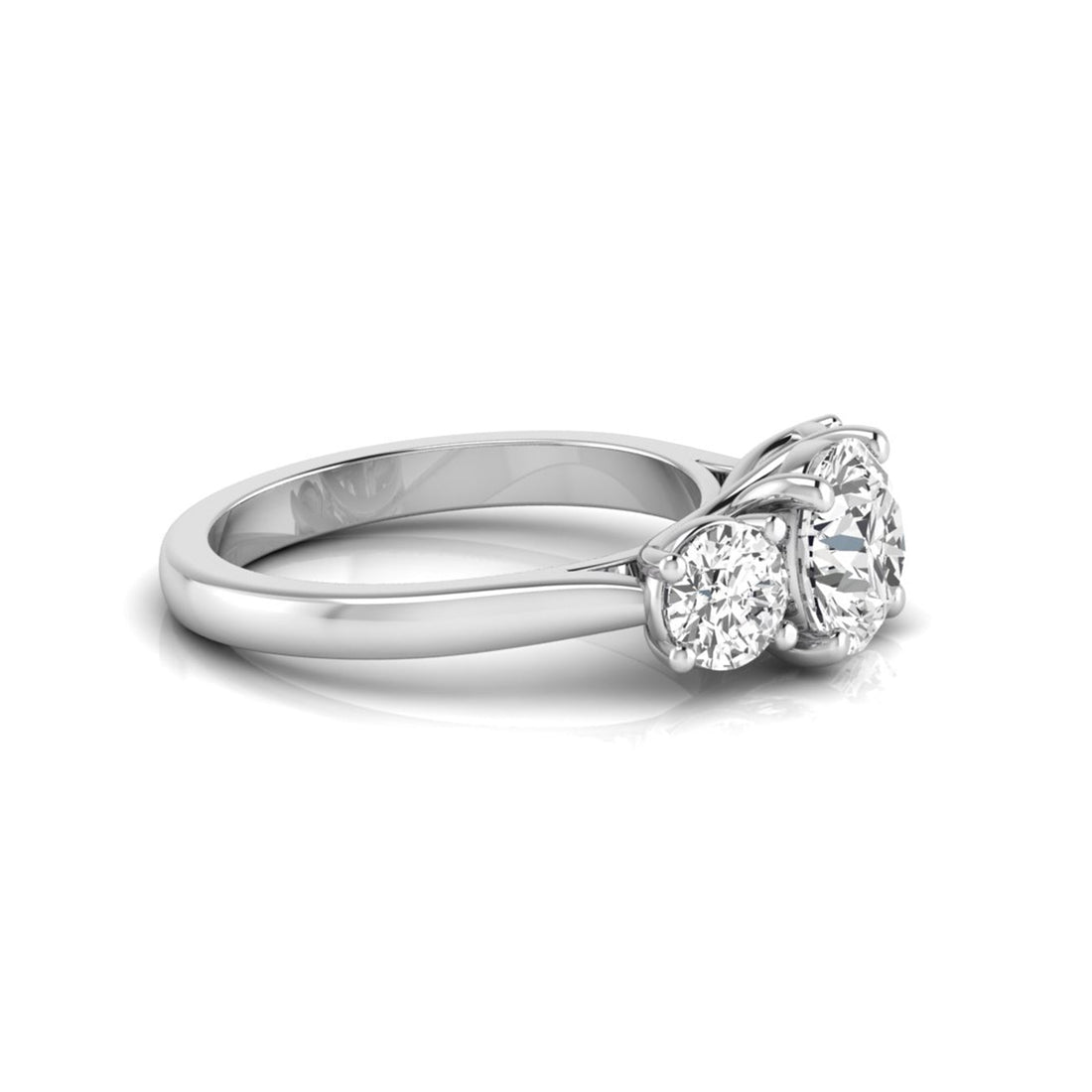 OctaPearl 2 ct Round Cut Lab Grown Diamond Three Stone Engagement Ring