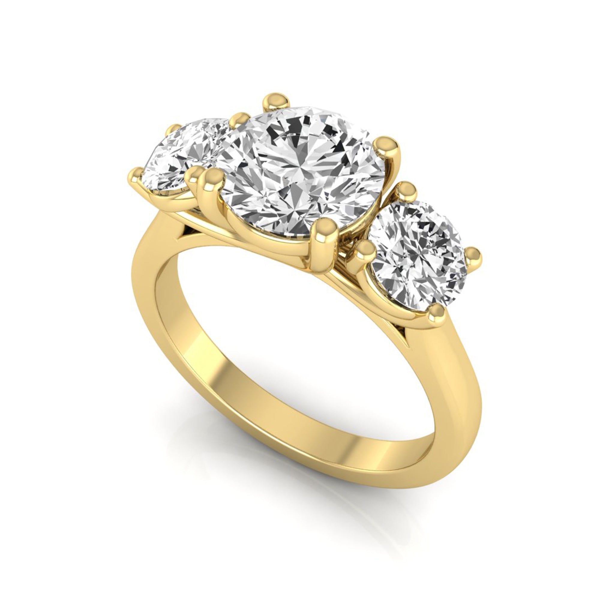 OctaPearl 2 ct Round Cut Lab Grown Diamond Three Stone Engagement Ring - alternate view