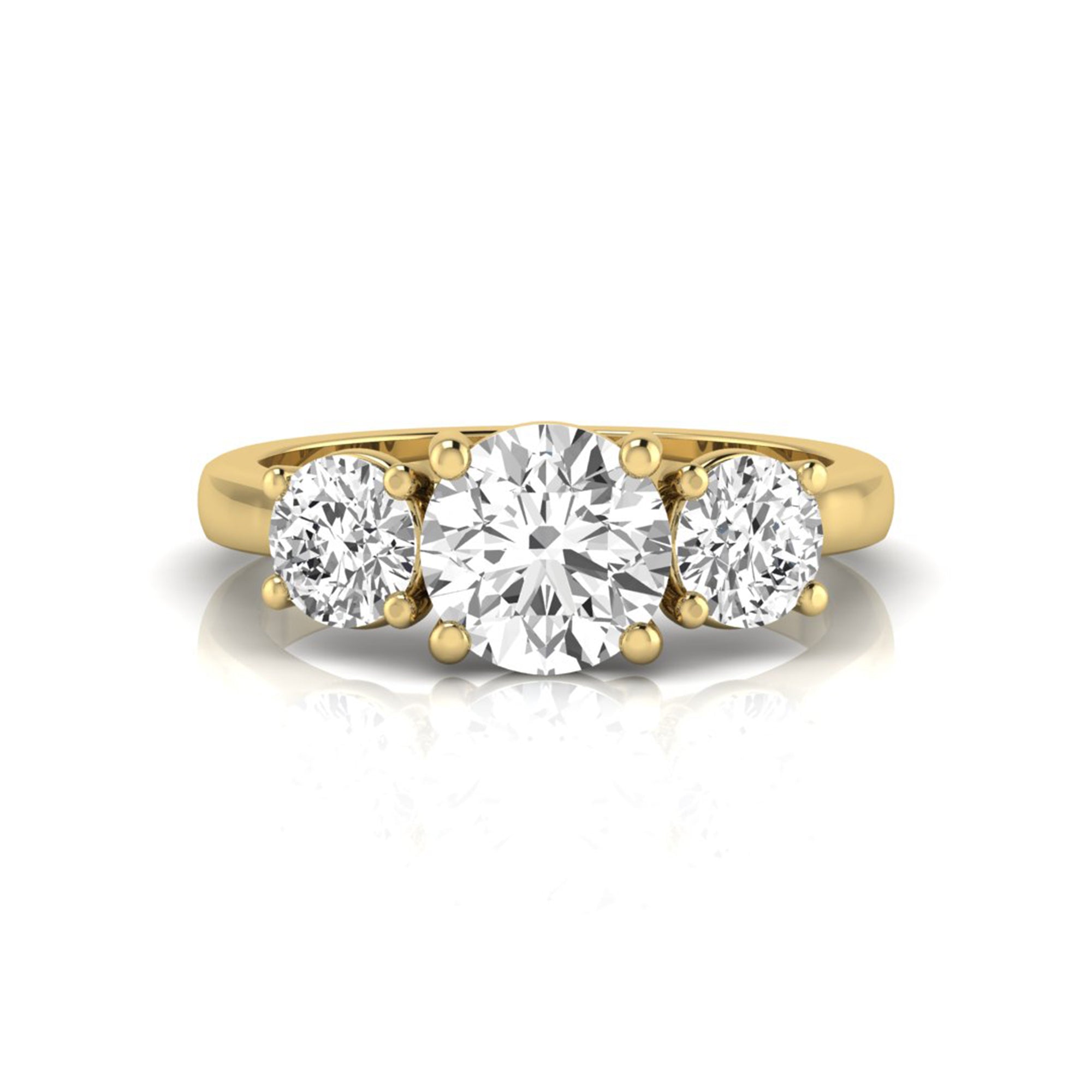 OctaPearl 2 ct Round Cut Lab Grown Diamond Three Stone Engagement Ring