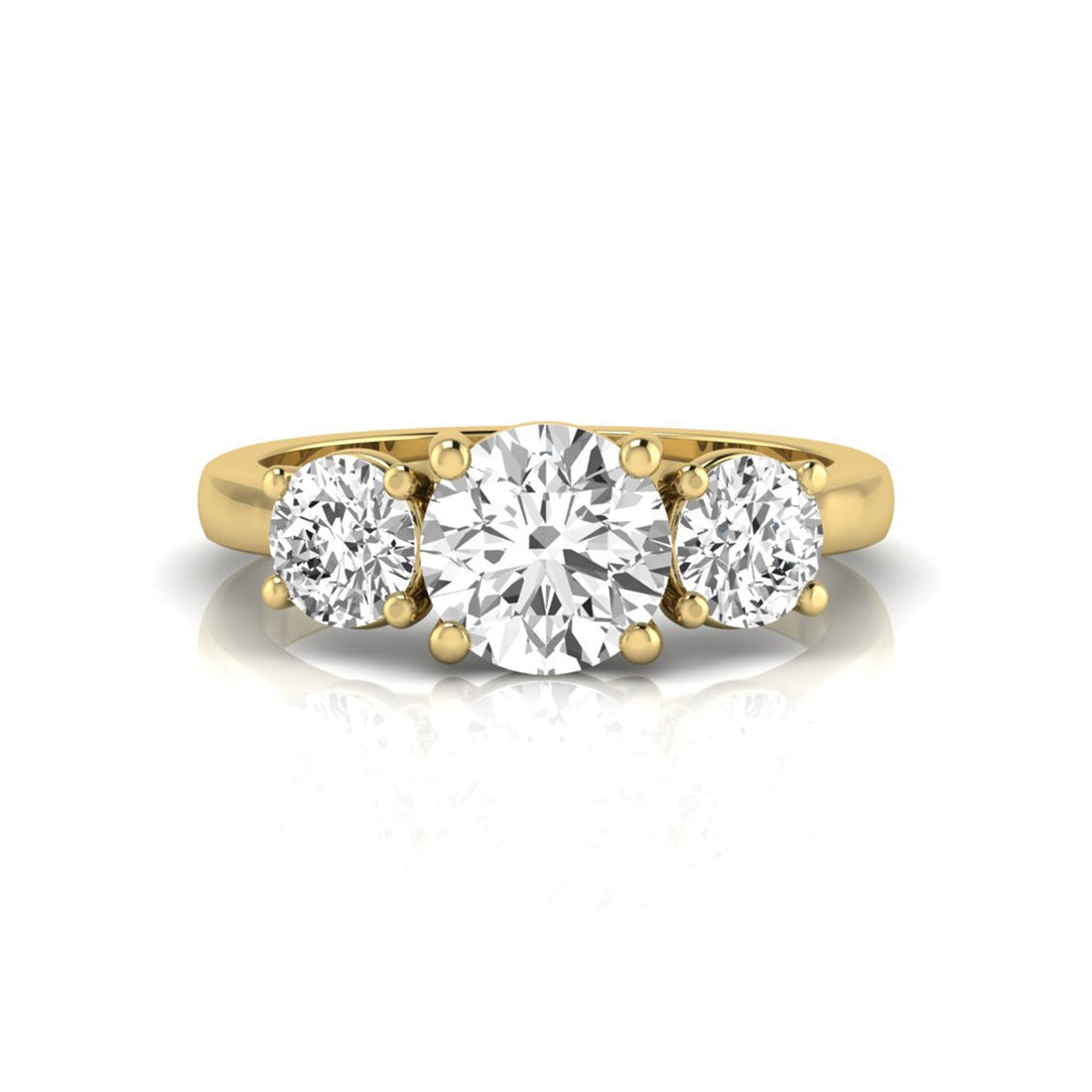 OctaPearl 2 ct Round Cut Lab Grown Diamond Three Stone Engagement Ring
