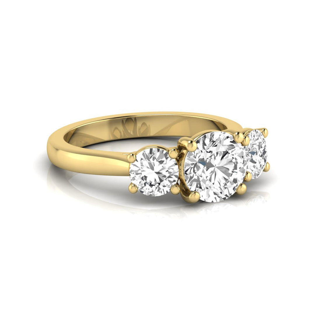 OctaPearl 2 ct Round Cut Lab Grown Diamond Three Stone Engagement Ring