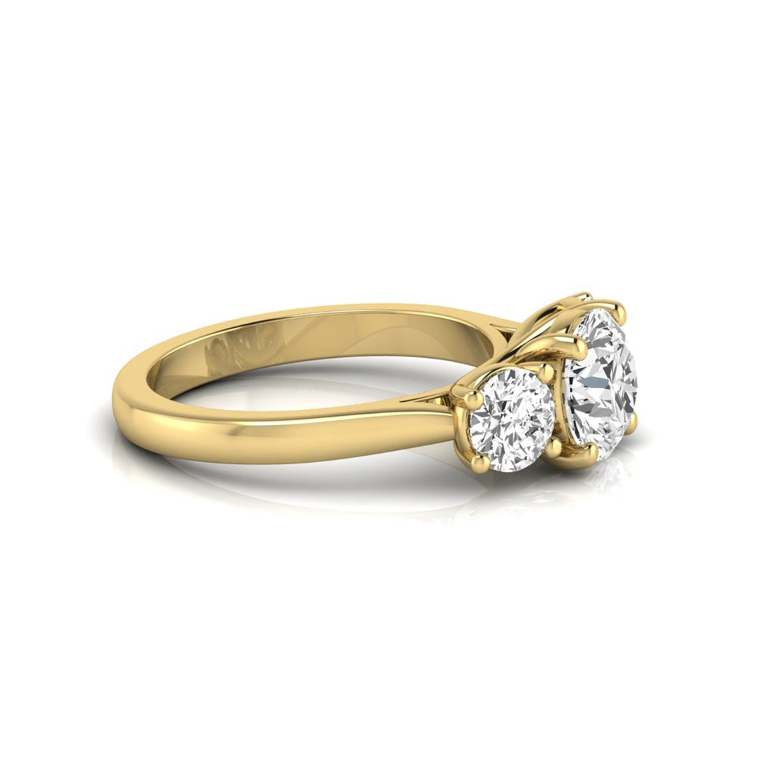 OctaPearl 2 ct Round Cut Lab Grown Diamond Three Stone Engagement Ring