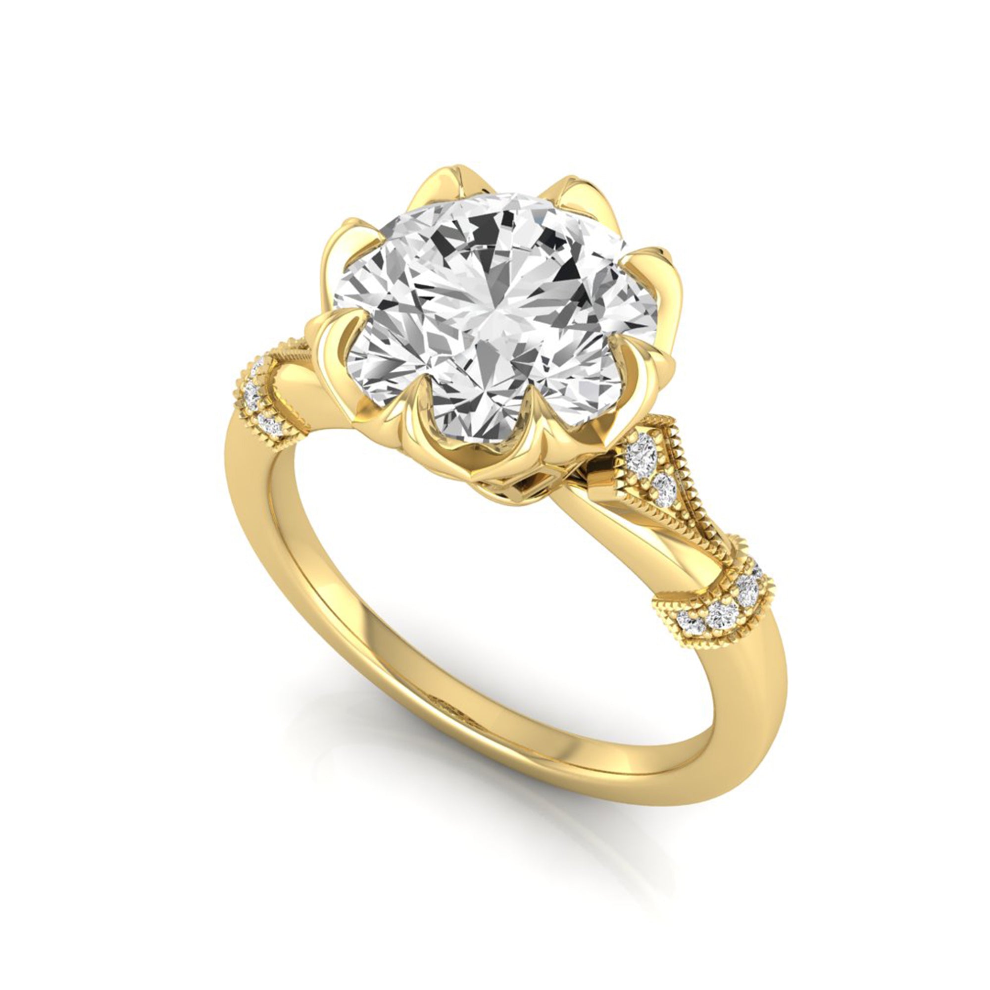 OctaPearl 2 ct Floral Inspired Round Cut Lab Grown Diamond Engagement Ring - alternate view