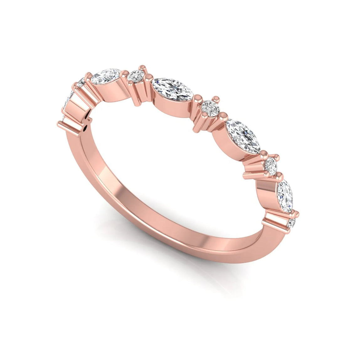 OctaPearl Minimalist Stackable Lab Grown Diamond Half Eternity Wedding Band