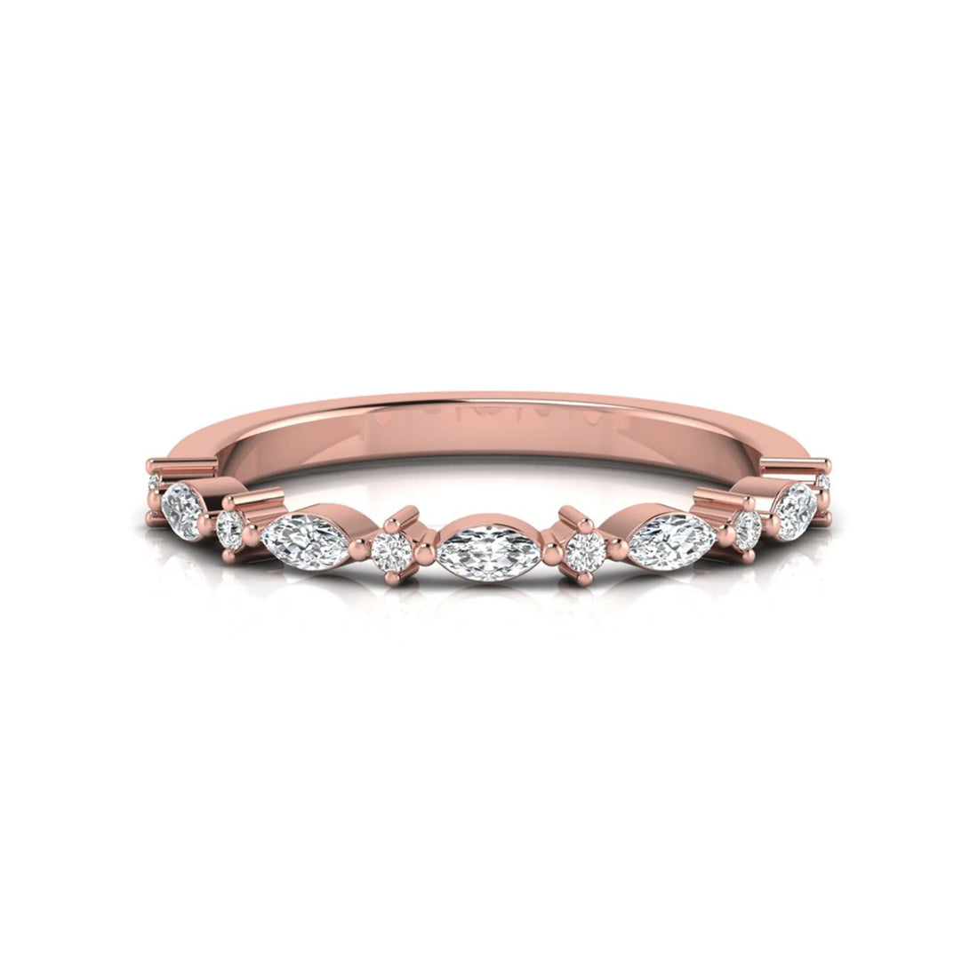 OctaPearl Minimalist Stackable Lab Grown Diamond Half Eternity Wedding Band