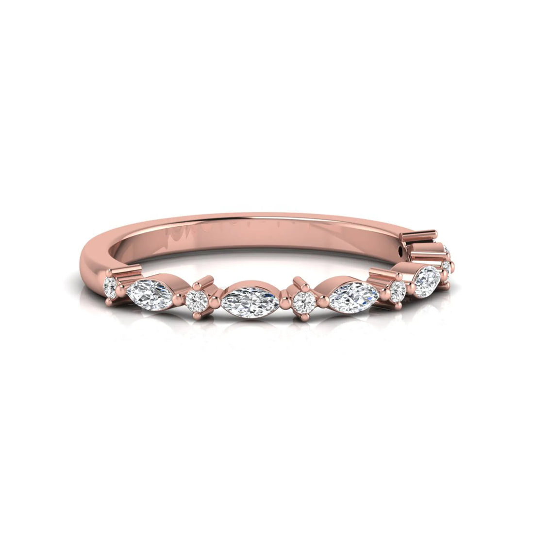 OctaPearl Minimalist Stackable Lab Grown Diamond Half Eternity Wedding Band