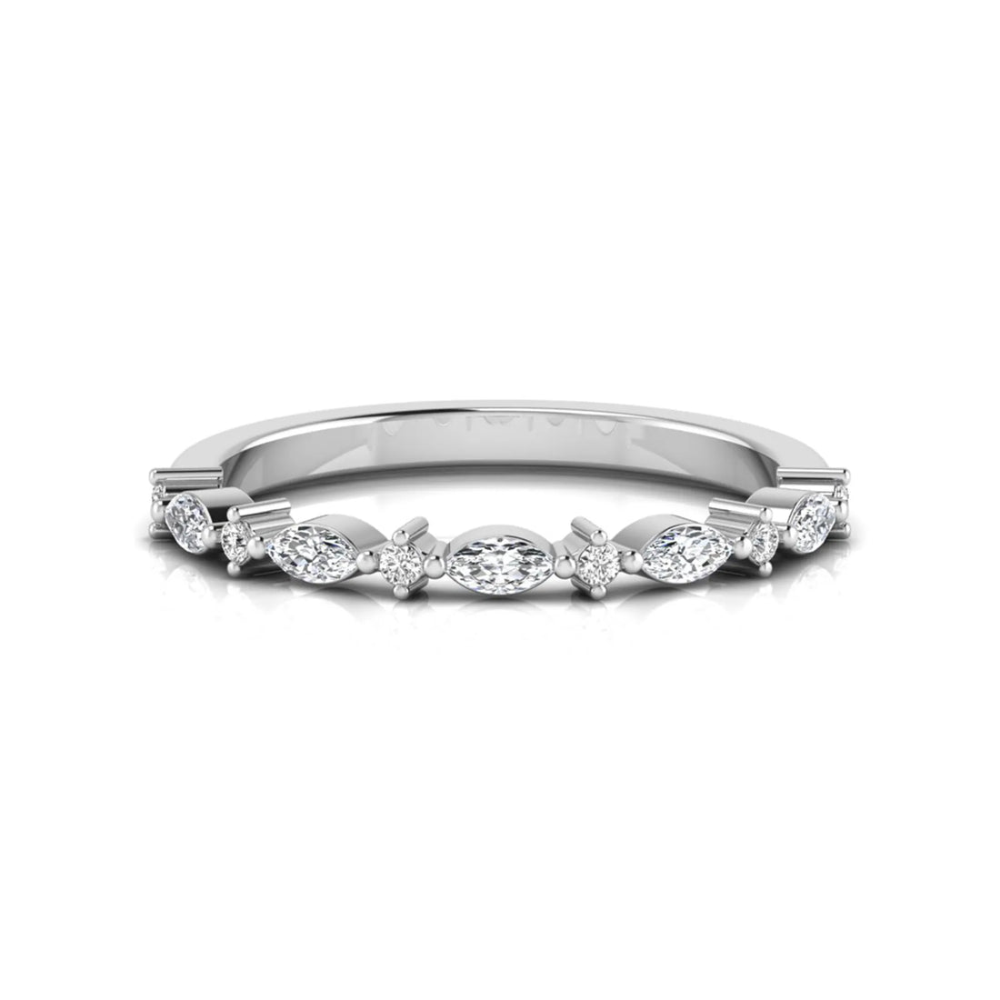 OctaPearl Minimalist Stackable Lab Grown Diamond Half Eternity Wedding Band