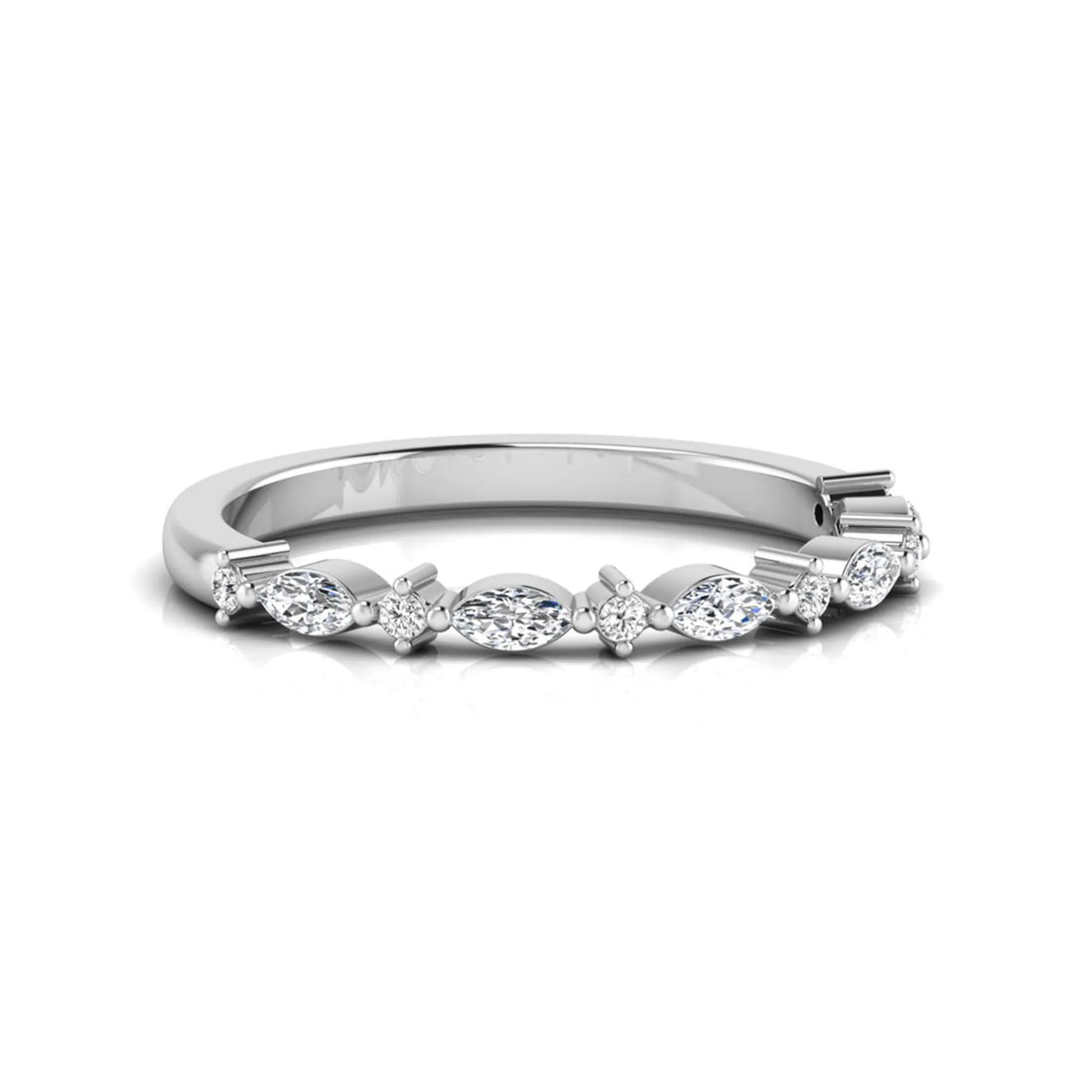 OctaPearl Minimalist Stackable Lab Grown Diamond Half Eternity Wedding Band