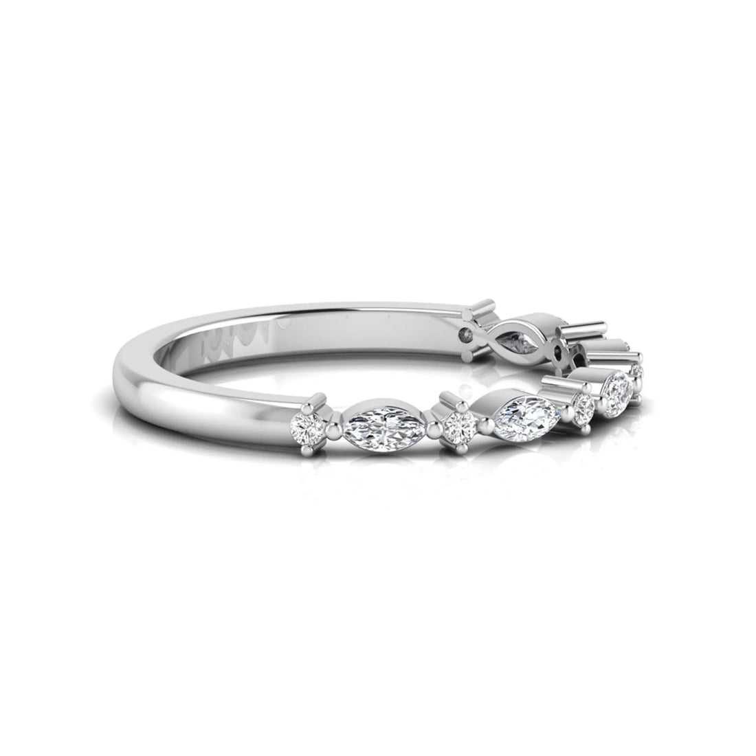 OctaPearl Minimalist Stackable Lab Grown Diamond Half Eternity Wedding Band