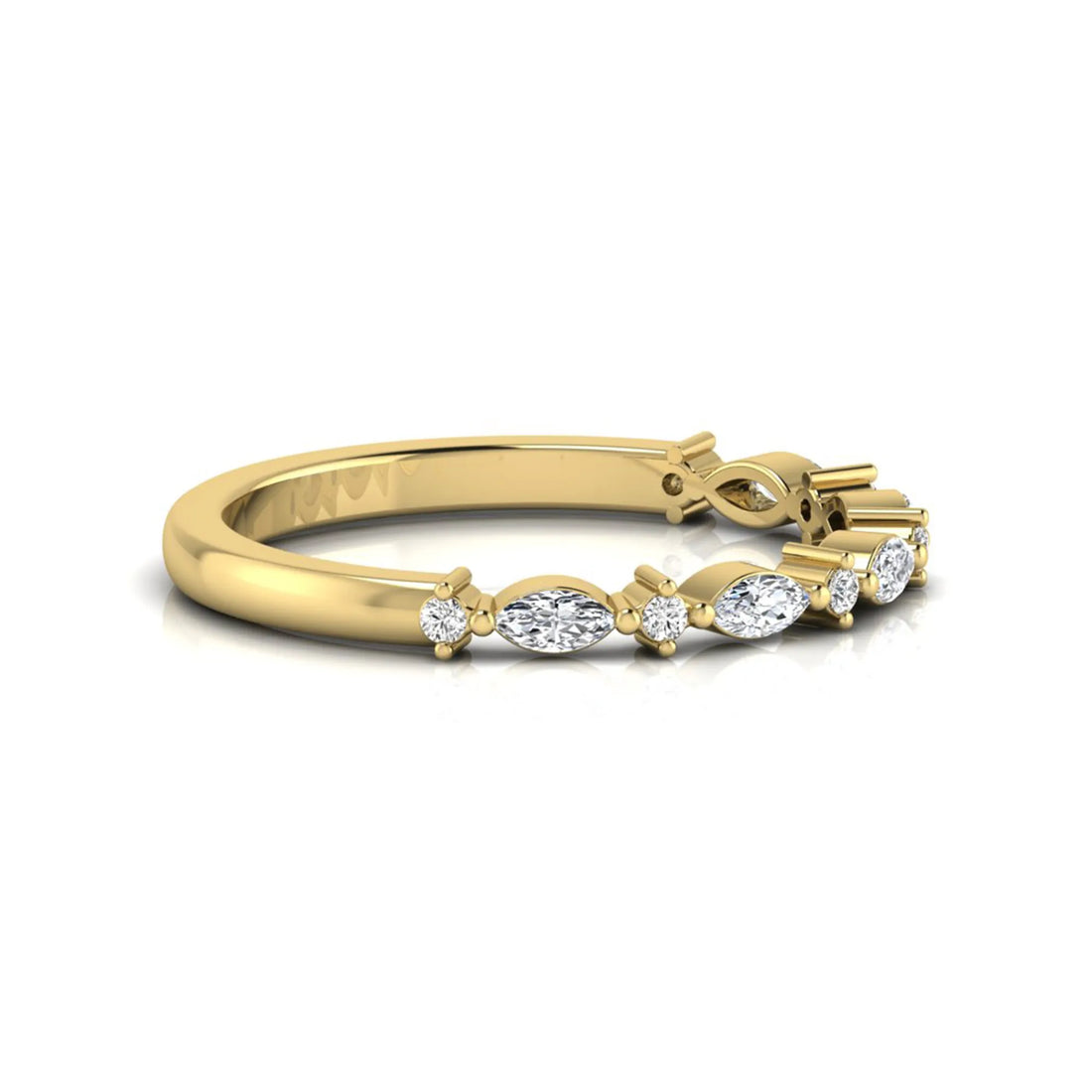 OctaPearl Minimalist Stackable Lab Grown Diamond Half Eternity Wedding Band