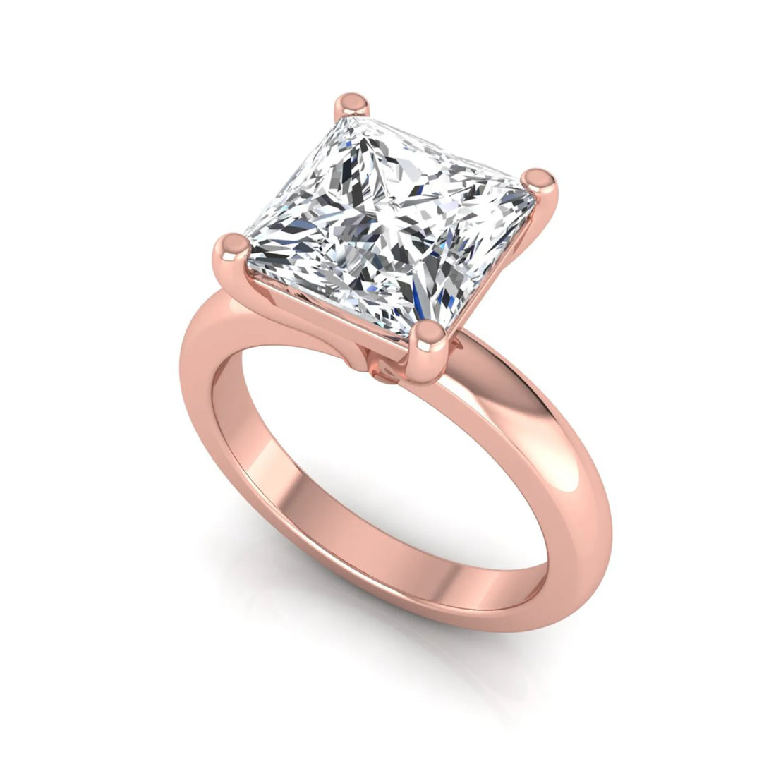 OctaPearl 3 ct Princess Cut Solitaire Lab Grown Diamond Engagement Ring