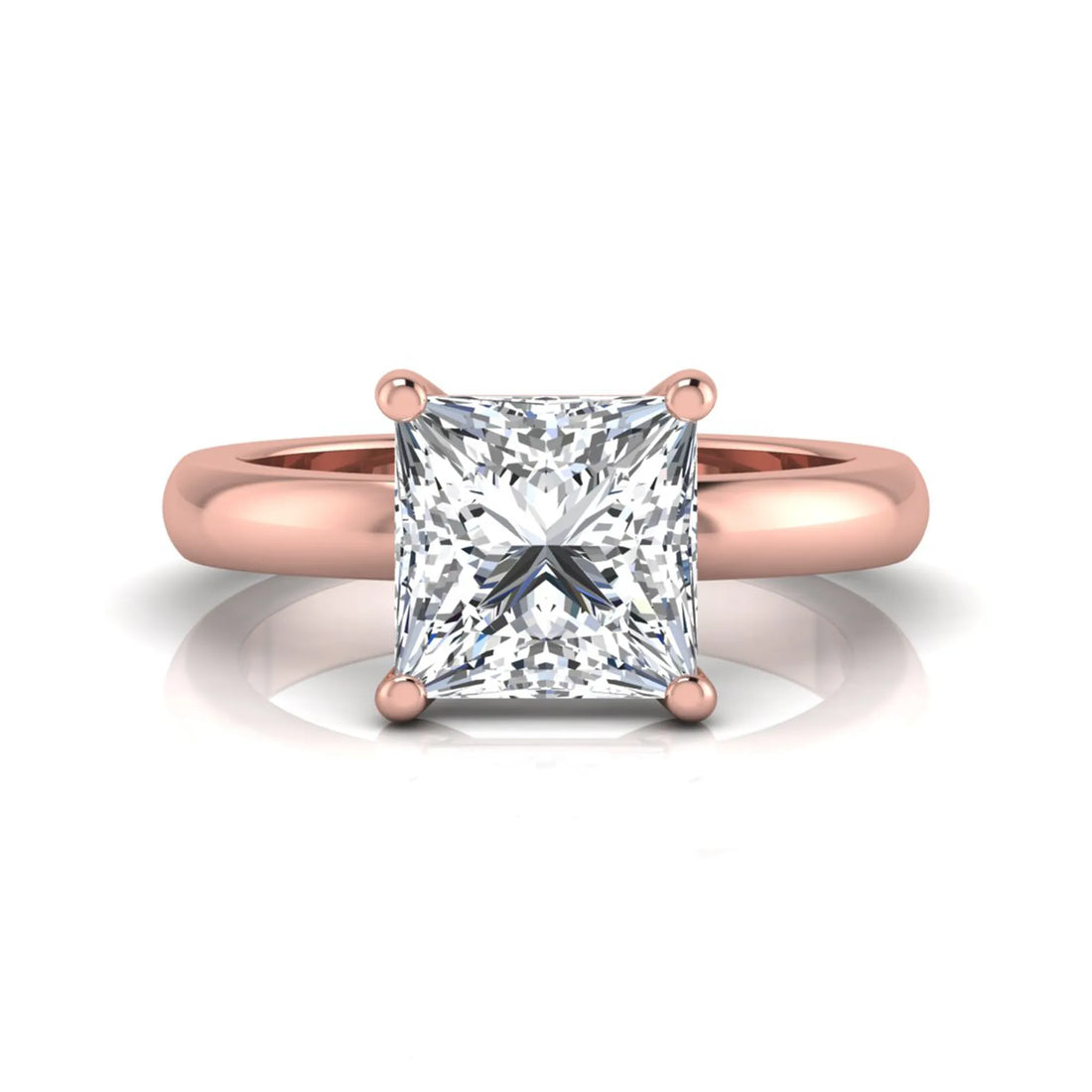 OctaPearl 3 ct Princess Cut Solitaire Lab Grown Diamond Engagement Ring