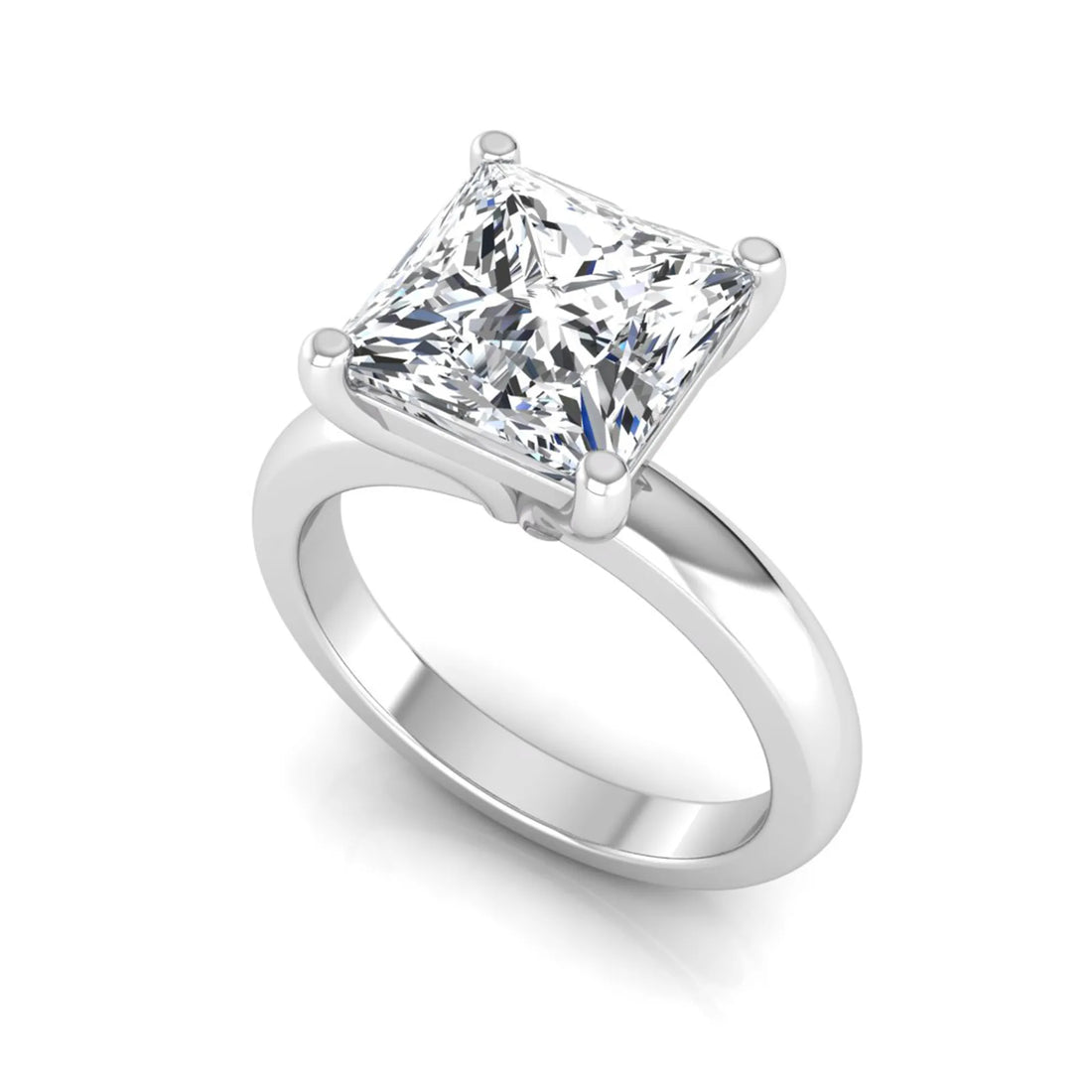 OctaPearl 3 ct Princess Cut Solitaire Lab Grown Diamond Engagement Ring