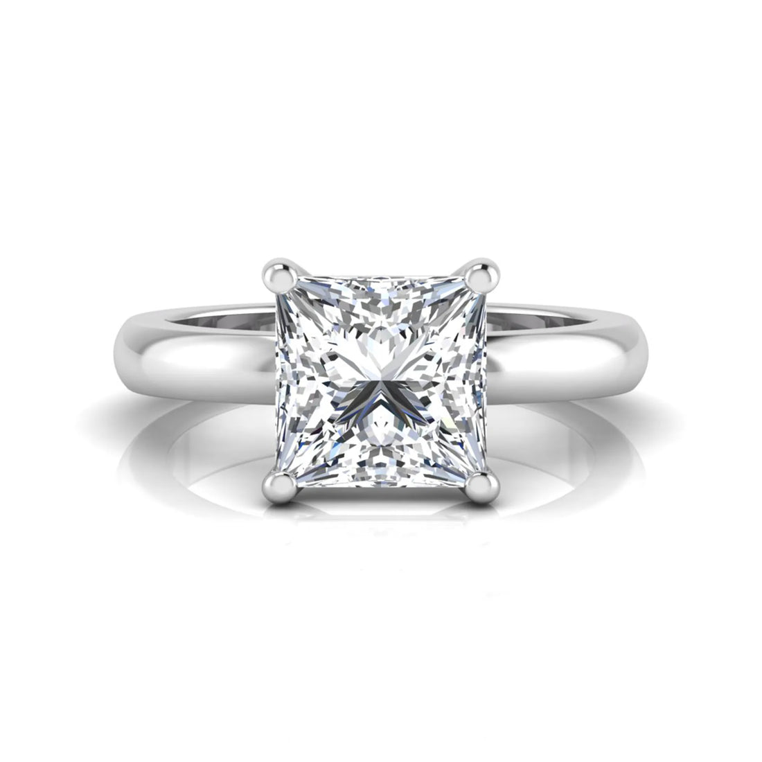 OctaPearl 3 ct Princess Cut Solitaire Lab Grown Diamond Engagement Ring