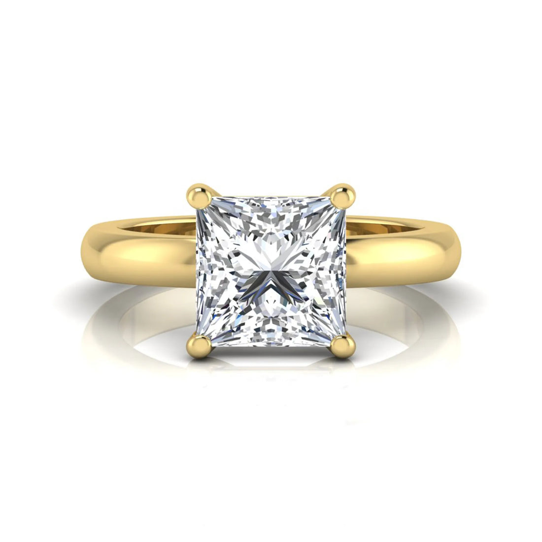 OctaPearl 3 ct Princess Cut Solitaire Lab Grown Diamond Engagement Ring