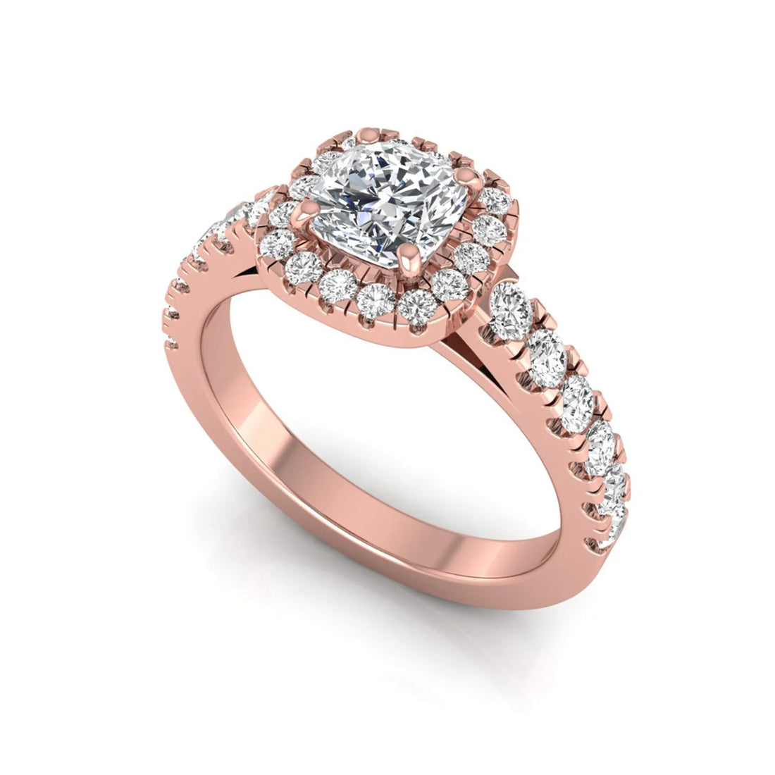 OctaPearl Cushion Cut Halo Lab Grown Diamond Engagement Ring