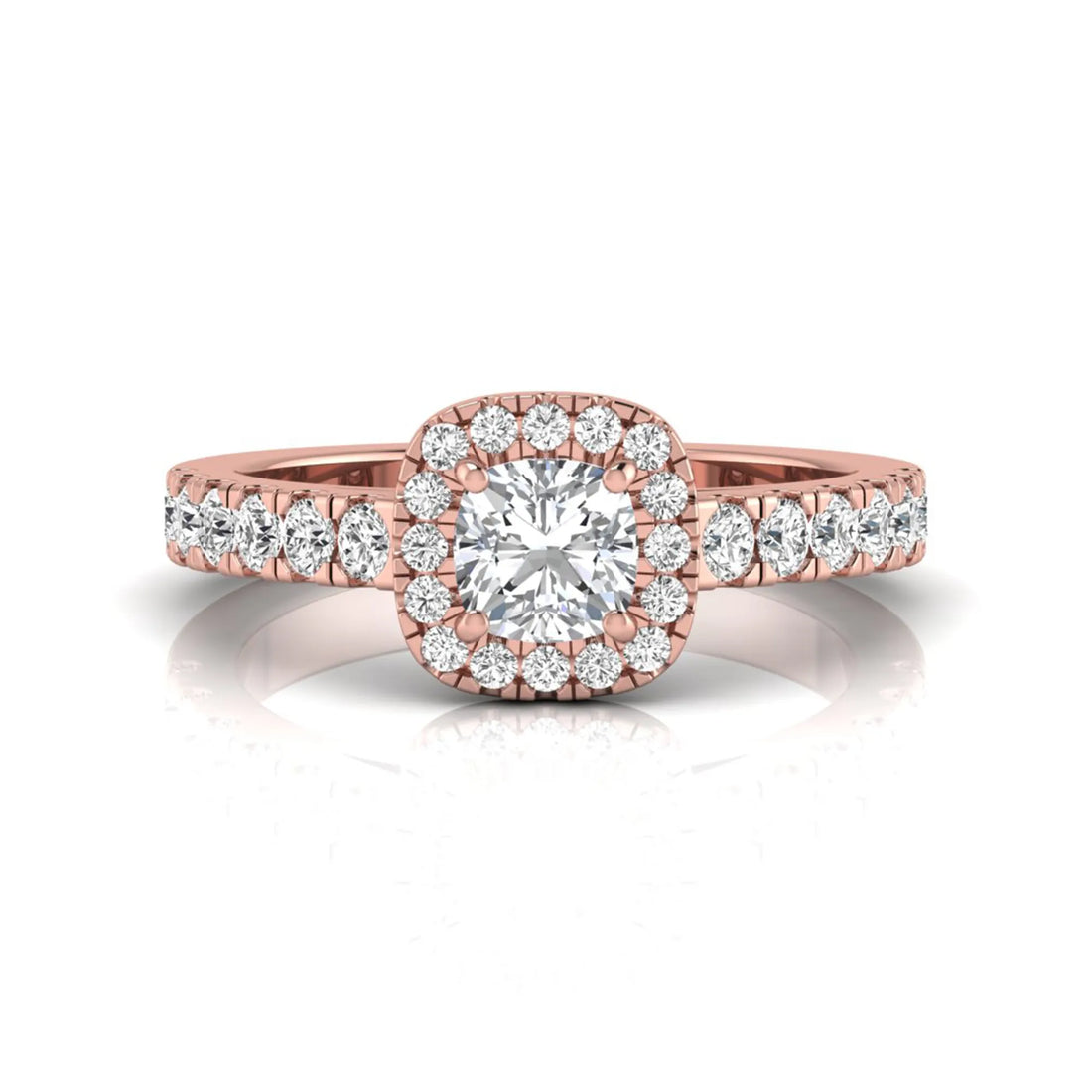 OctaPearl Cushion Cut Halo Lab Grown Diamond Engagement Ring