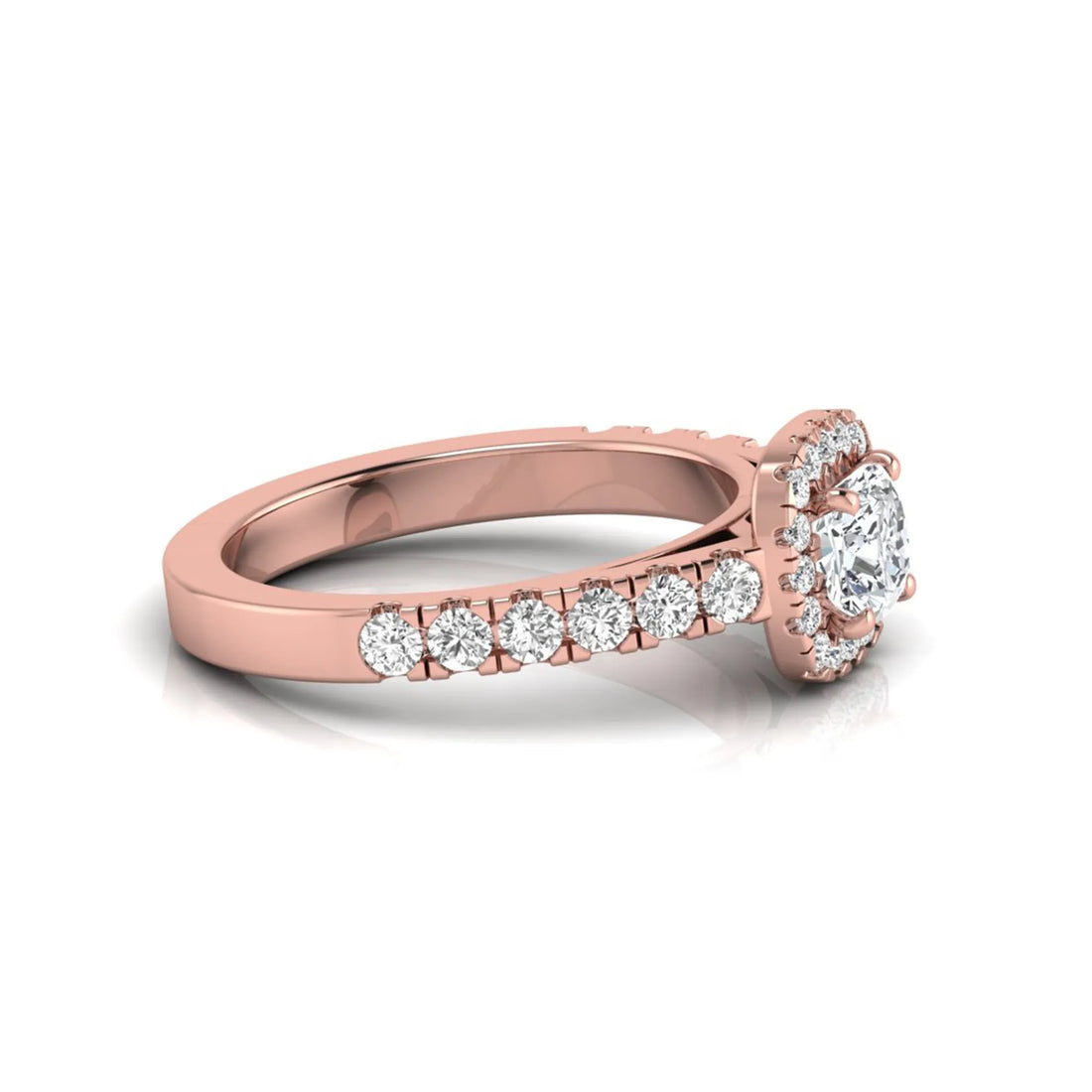 OctaPearl Cushion Cut Halo Lab Grown Diamond Engagement Ring