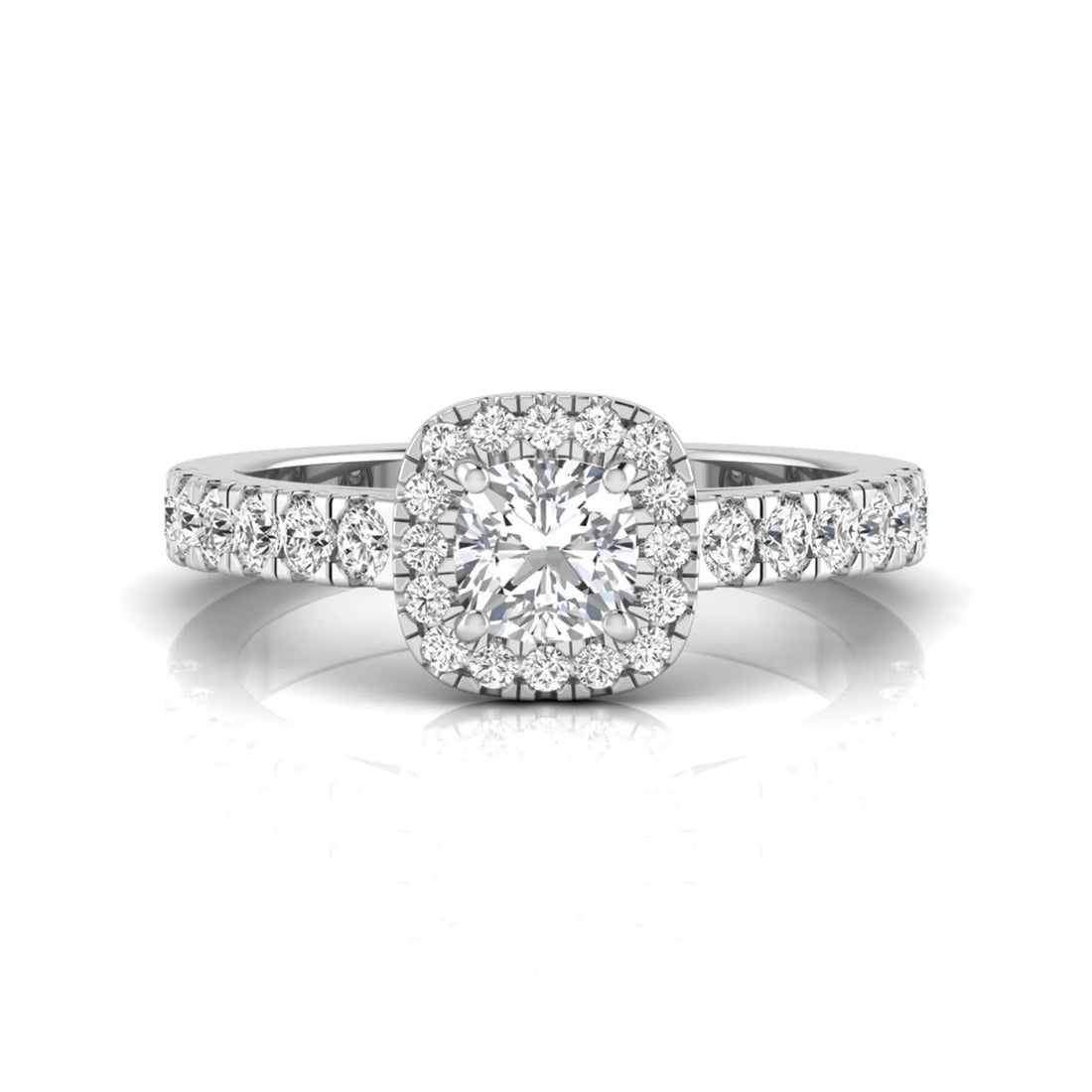 OctaPearl Cushion Cut Halo Lab Grown Diamond Engagement Ring