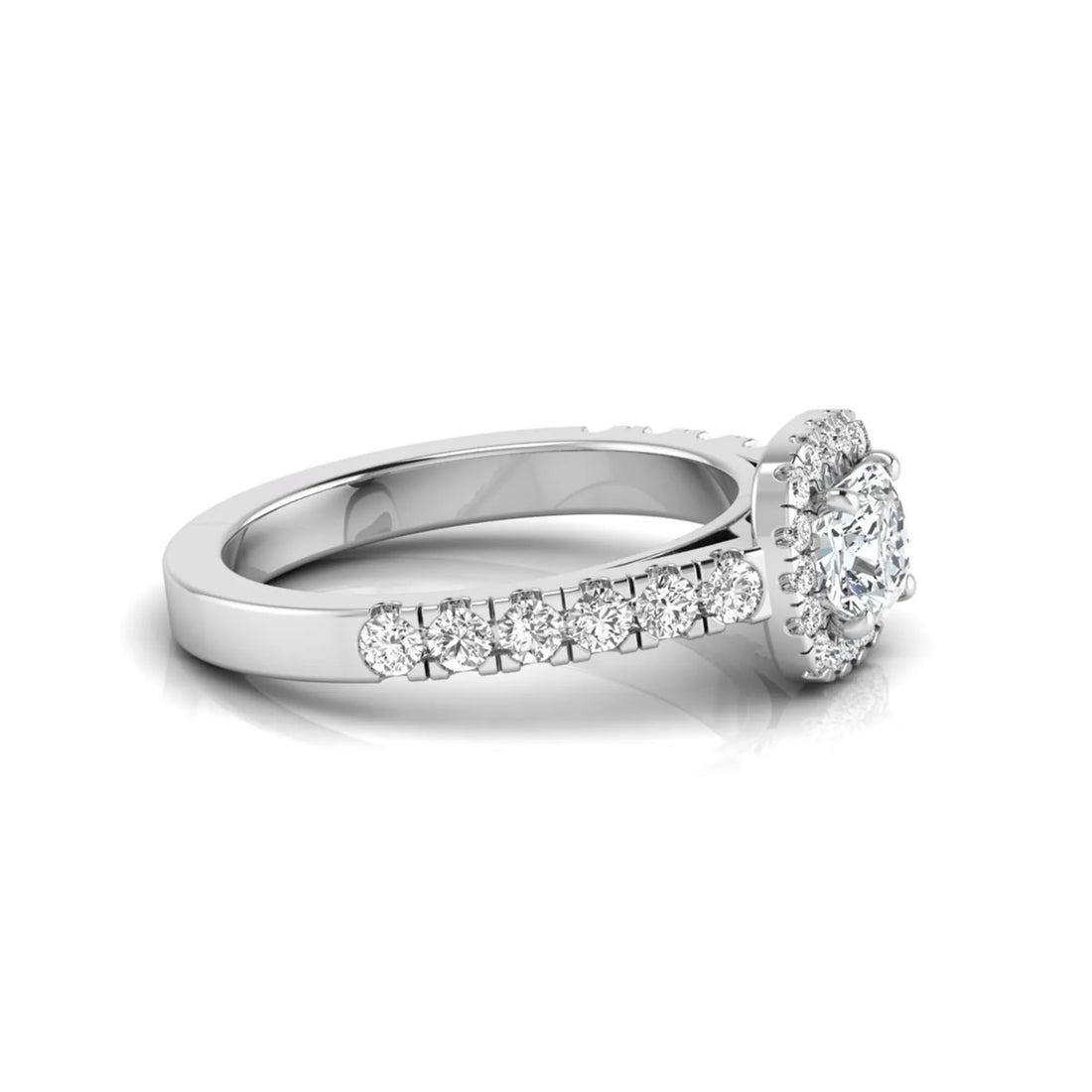 OctaPearl Cushion Cut Halo Lab Grown Diamond Engagement Ring