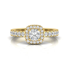 OctaPearl Cushion Cut Halo Lab Grown Diamond Engagement Ring