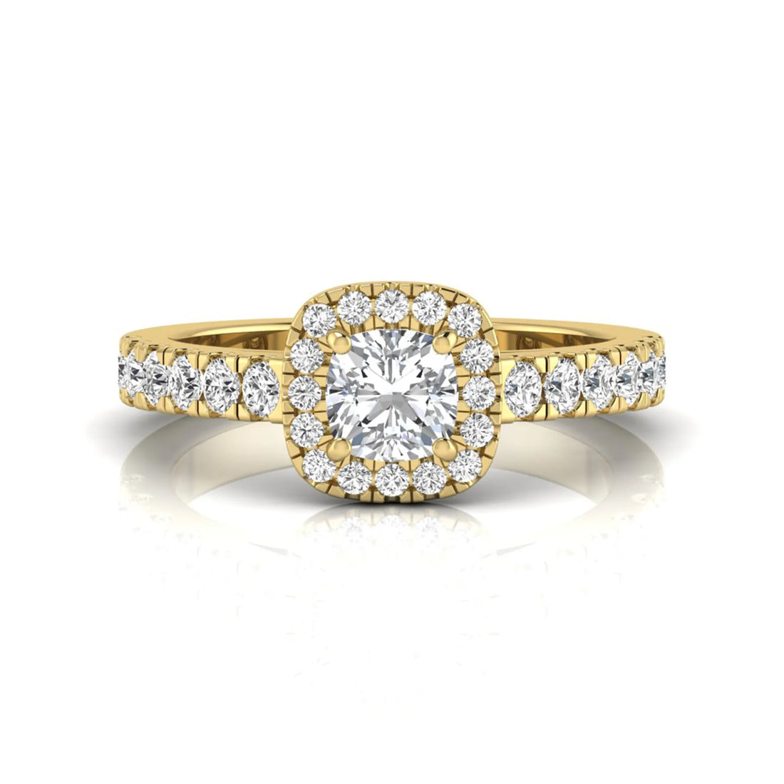 OctaPearl Cushion Cut Halo Lab Grown Diamond Engagement Ring