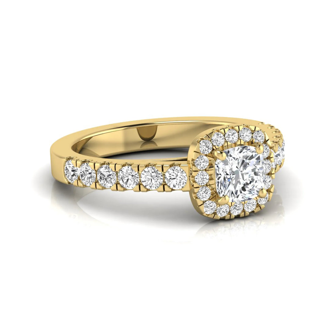 OctaPearl Cushion Cut Halo Lab Grown Diamond Engagement Ring