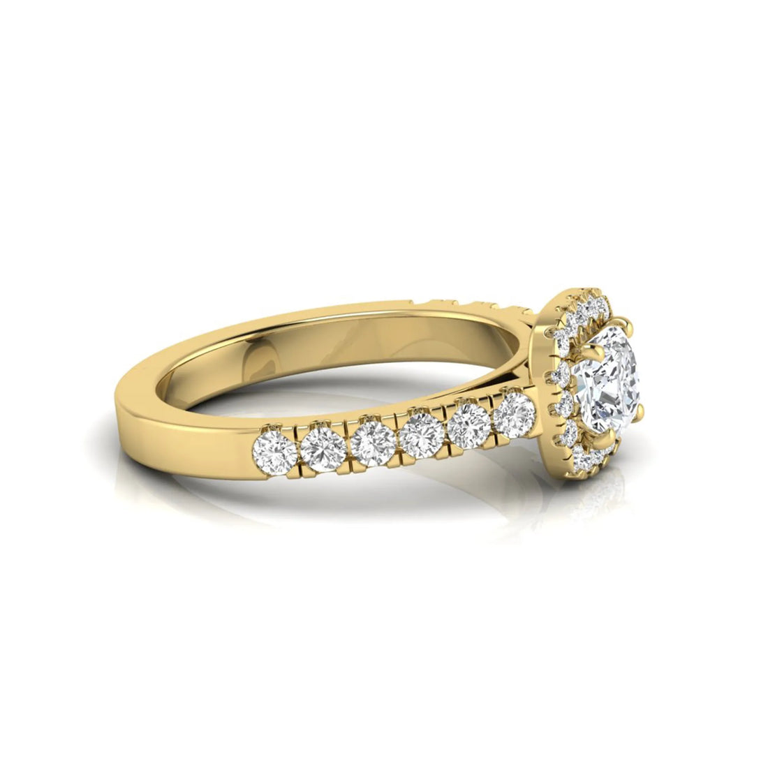 OctaPearl Cushion Cut Halo Lab Grown Diamond Engagement Ring
