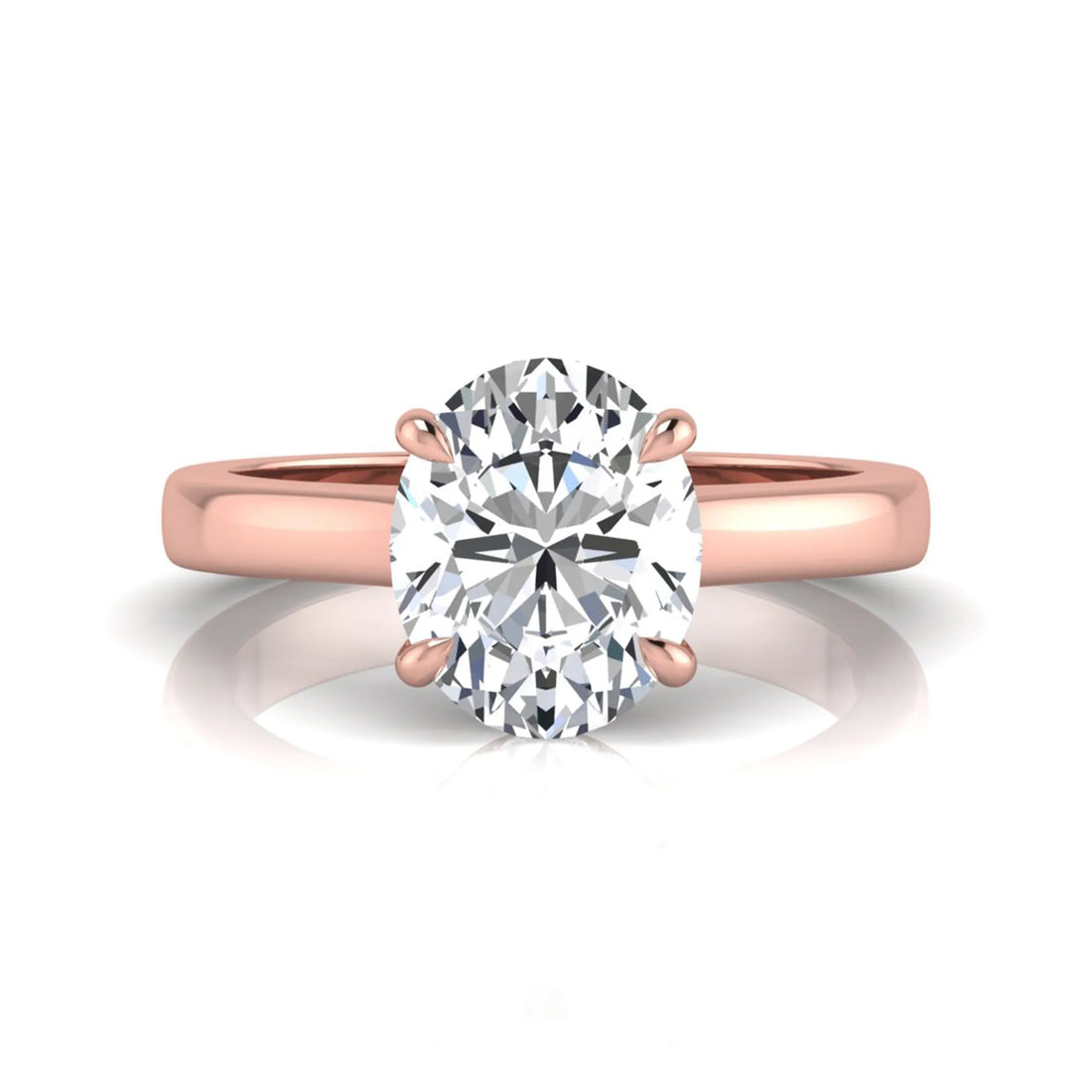 OctaPearl 4 ct Oval Cut Lab Grown Diamond Solitaire Engagement Ring with Hidden Halo
