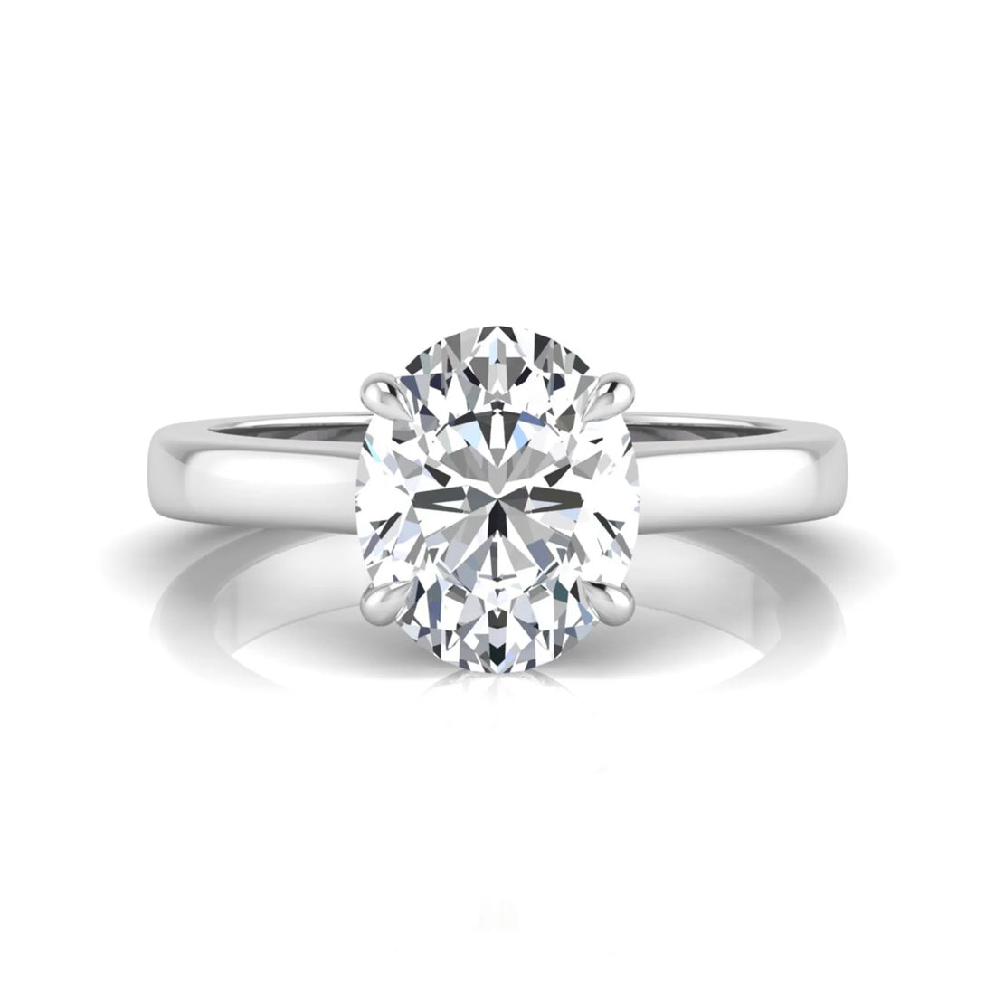 OctaPearl 4 ct Oval Cut Lab Grown Diamond Solitaire Engagement Ring with Hidden Halo