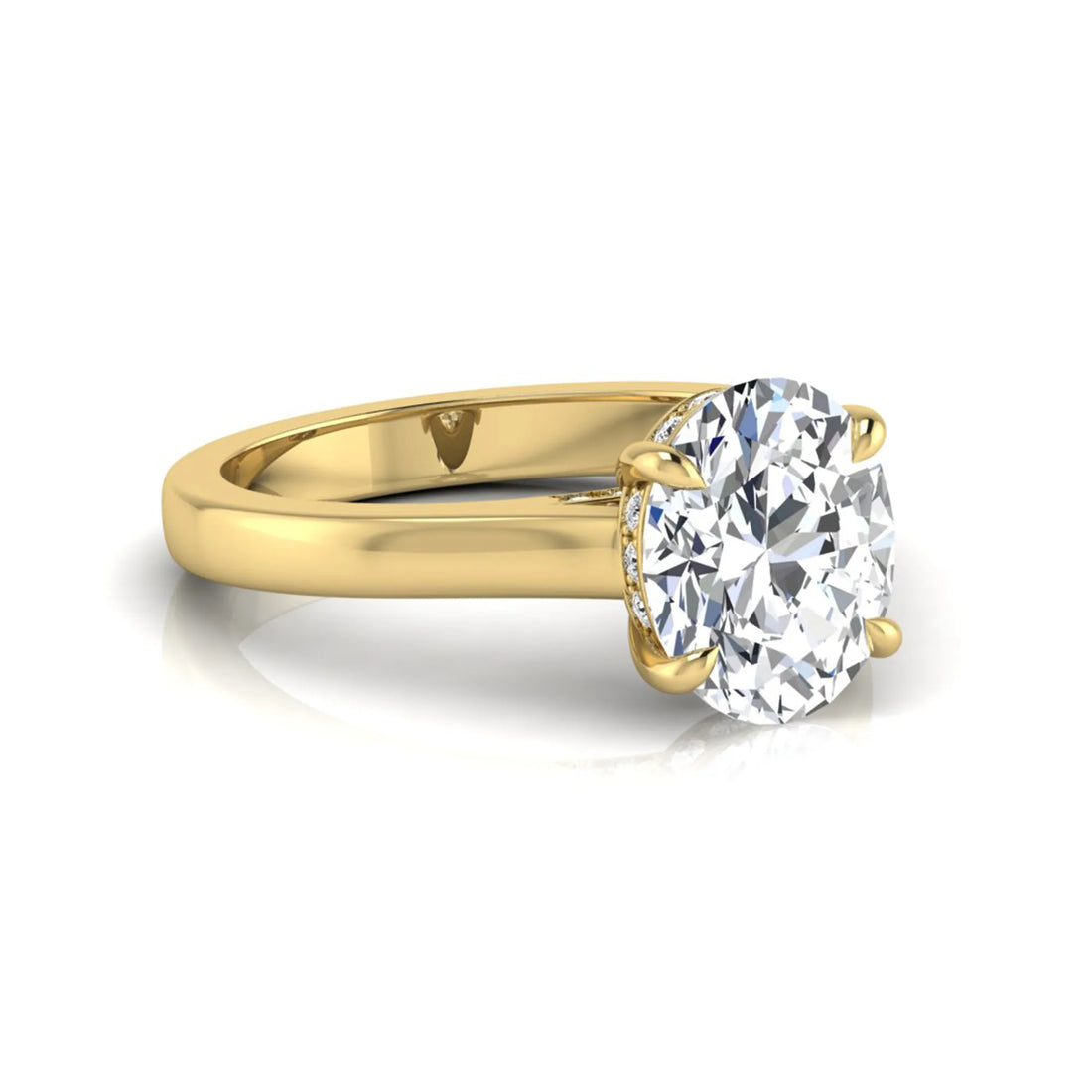 OctaPearl 4 ct Oval Cut Lab Grown Diamond Solitaire Engagement Ring with Hidden Halo