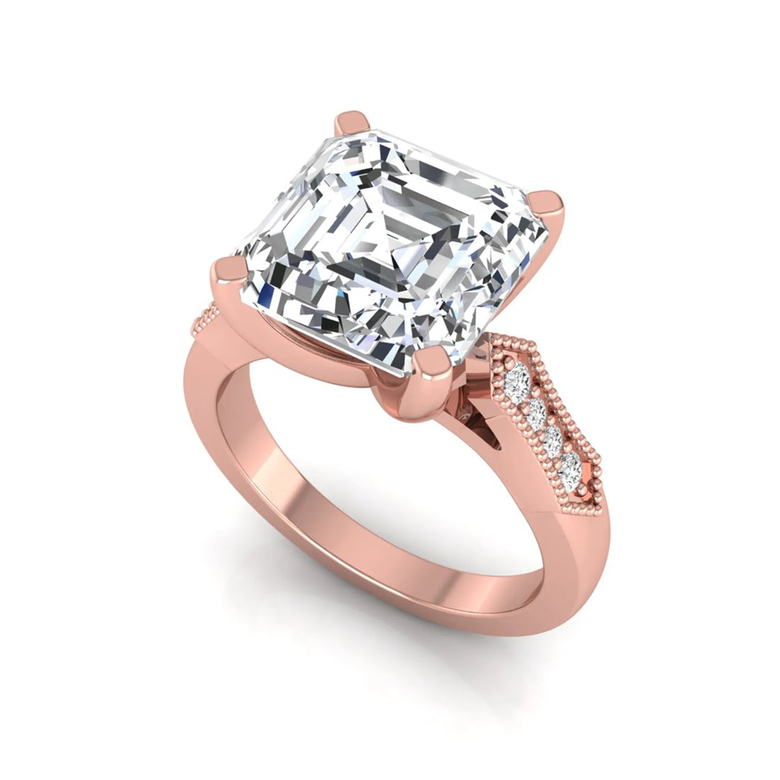 OctaPearl 4.5 ct Asscher Cut Solitaire Accent Lab Grown Diamond Engagement Ring