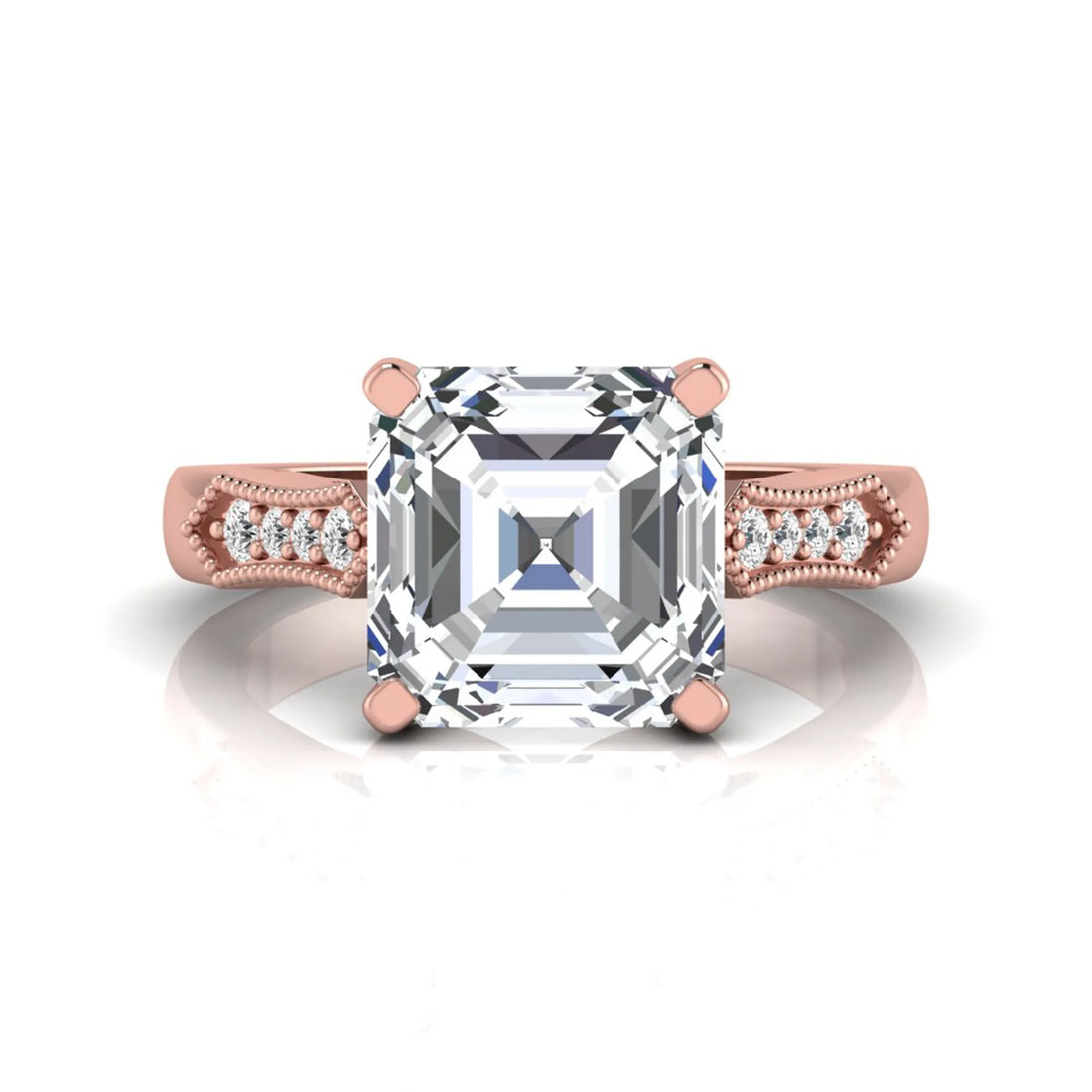 OctaPearl 4.5 ct Asscher Cut Solitaire Accent Lab Grown Diamond Engagement Ring
