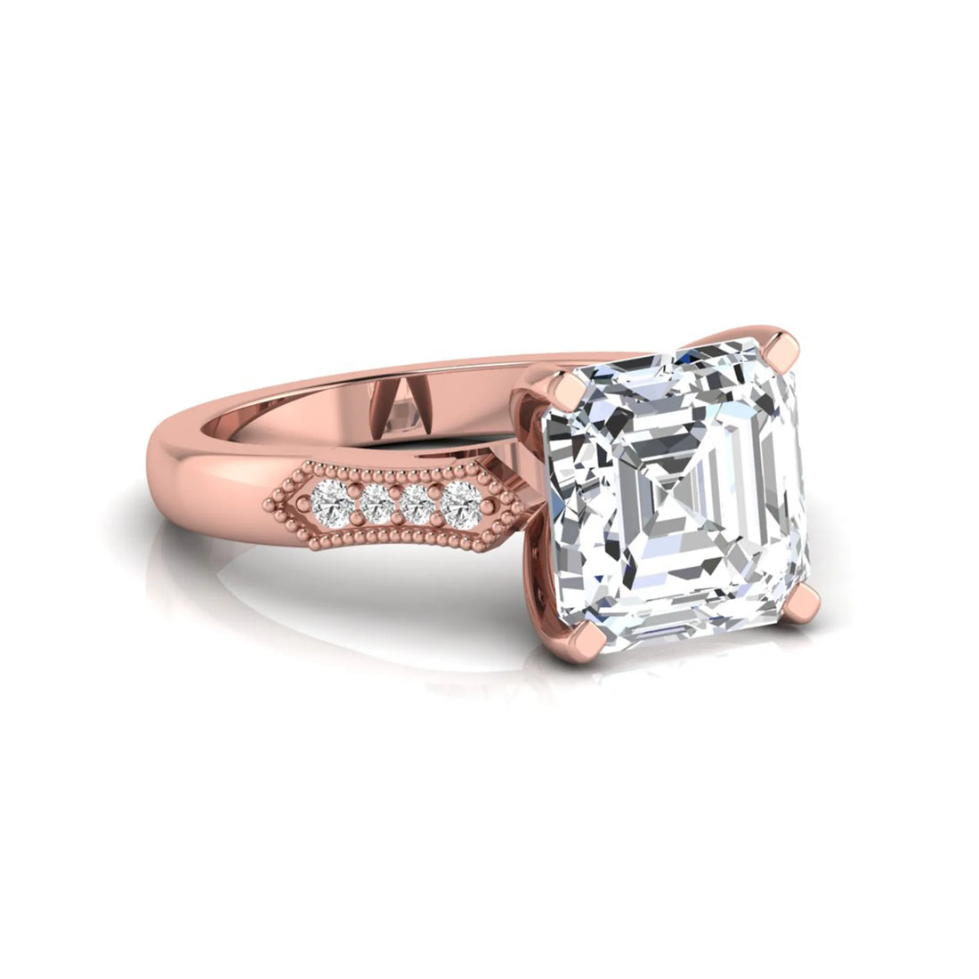 OctaPearl 4.5 ct Asscher Cut Solitaire Accent Lab Grown Diamond Engagement Ring