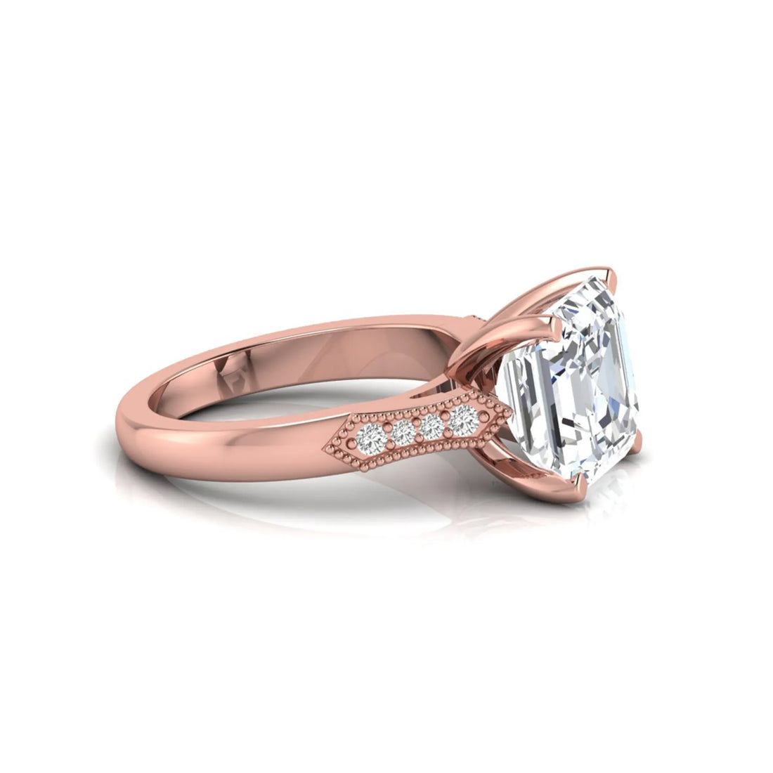 OctaPearl 4.5 ct Asscher Cut Solitaire Accent Lab Grown Diamond Engagement Ring